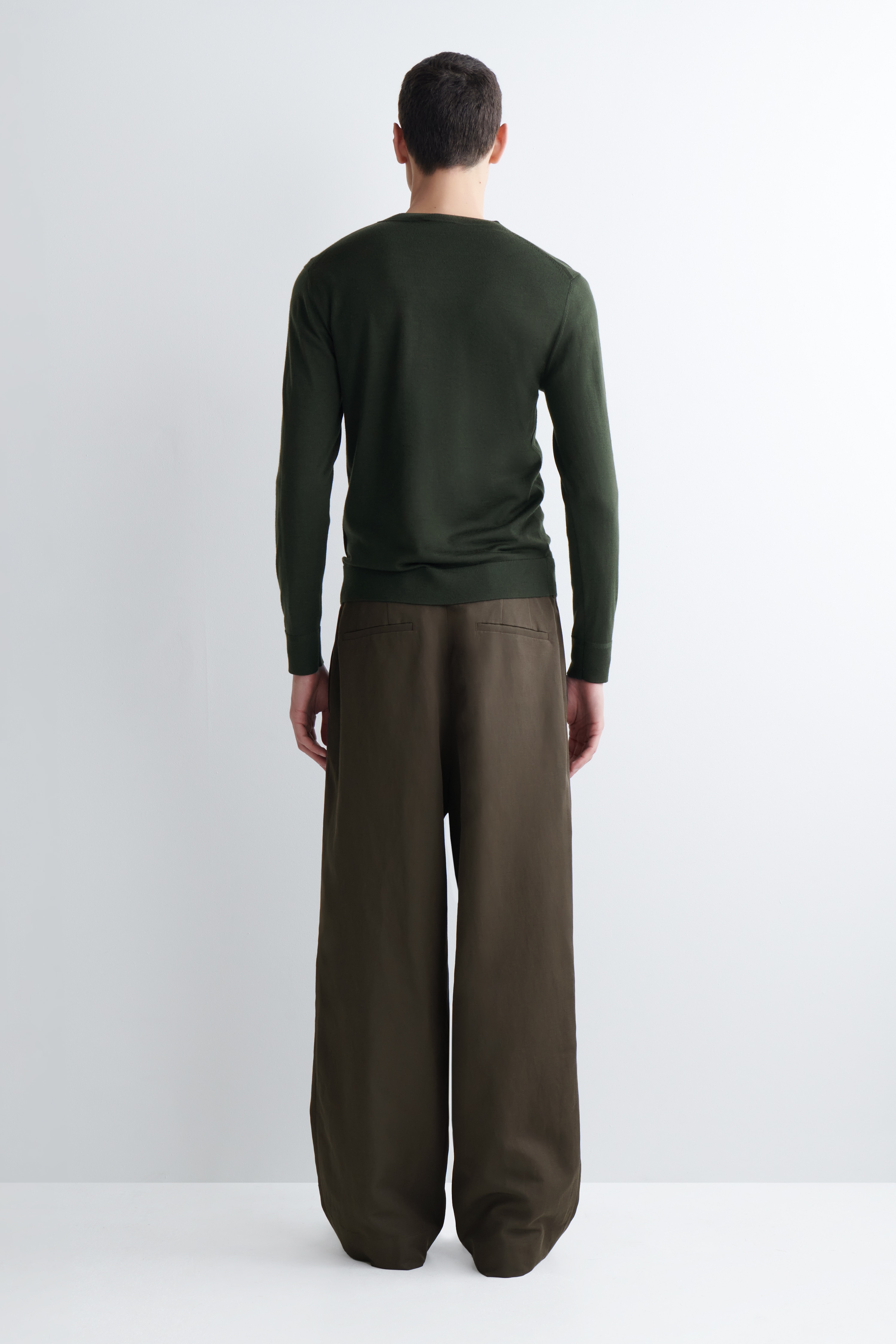 LINEN-BLEND RELAXED-FIT WIDE-LEG TROUSERS