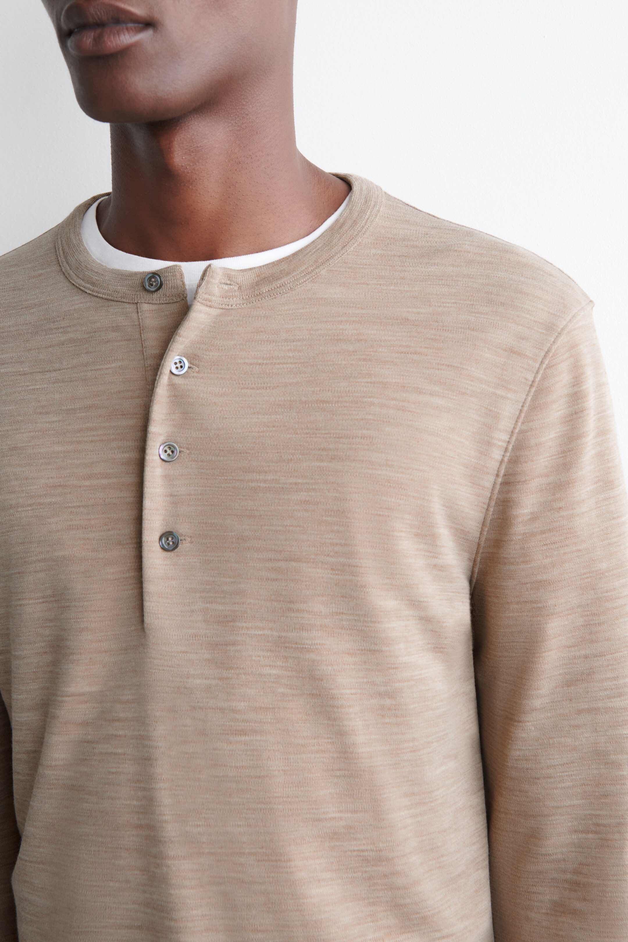 View larger image: WOOL-BLEND HENLEY TOP - BEIGE MÉLANGE - Men | H&M GB 5