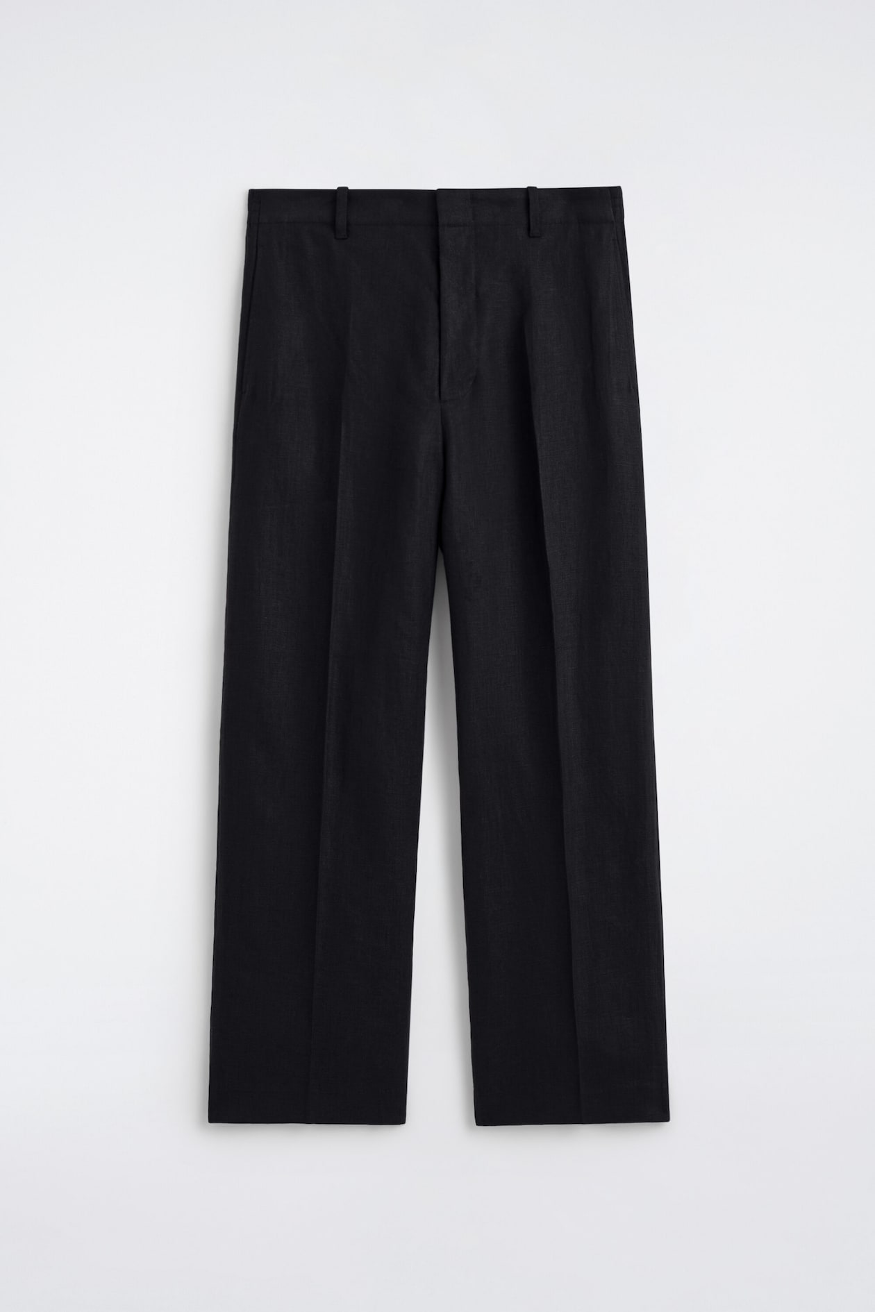 LINEN RELAXED-FIT STRAIGHT-LEG TROUSERS