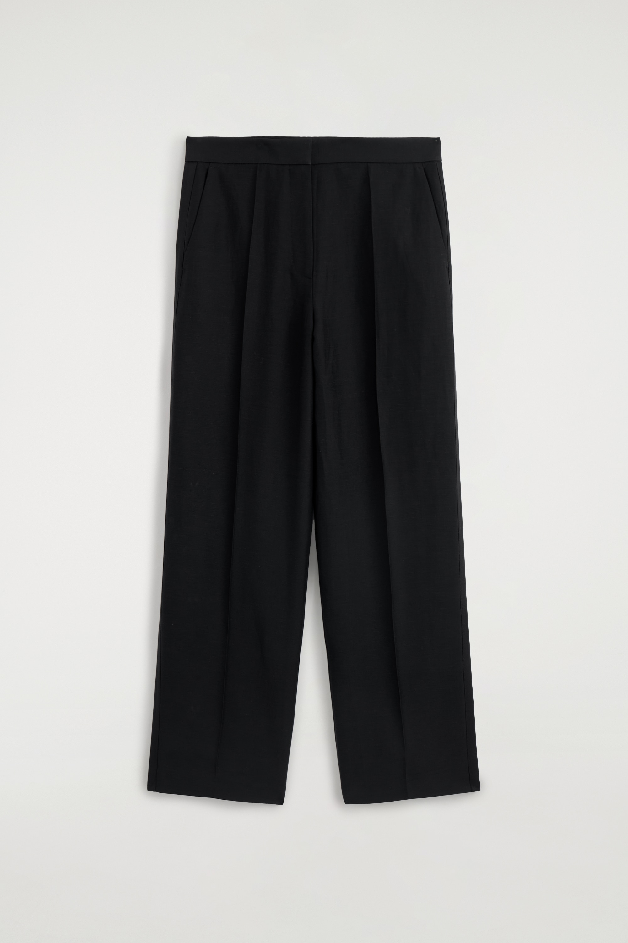 PANTALON DE TAILLEUR DROIT EN LIN MÉLANGÉ - NOIR/ÉCRU