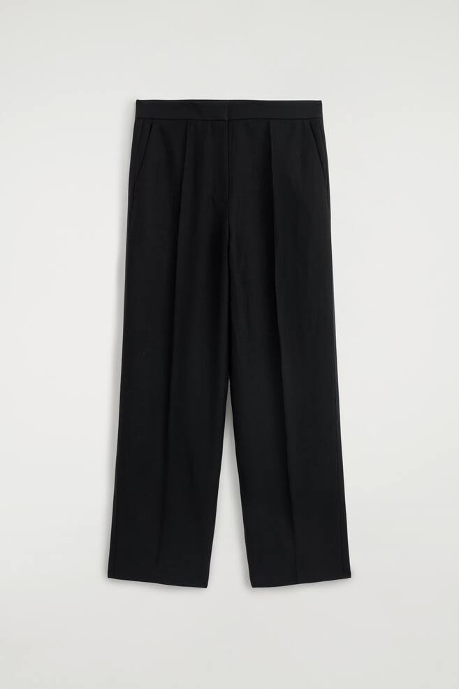 PANTALÓN SASTRE DE MEZCLA DE LINO STRAIGHT LEG - NEGRO/CRUDO - 1