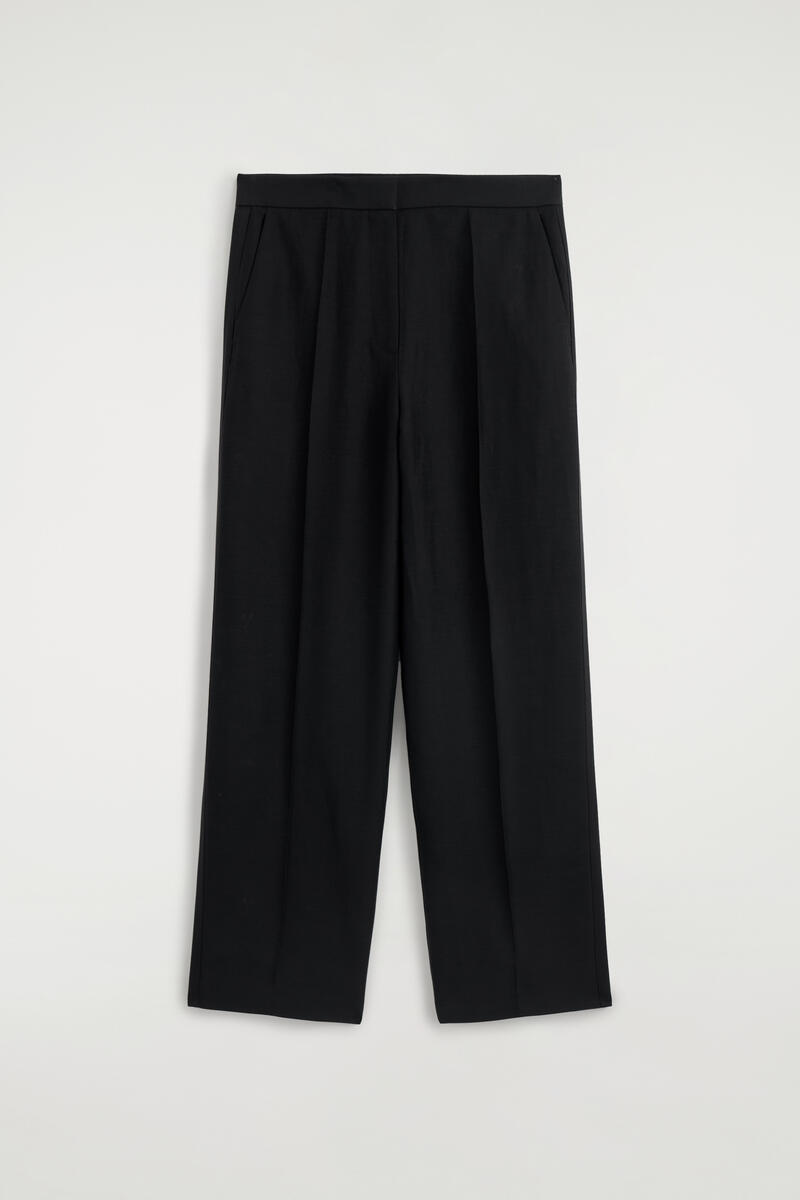Tailored Linen-Blend Straight-Leg Pants