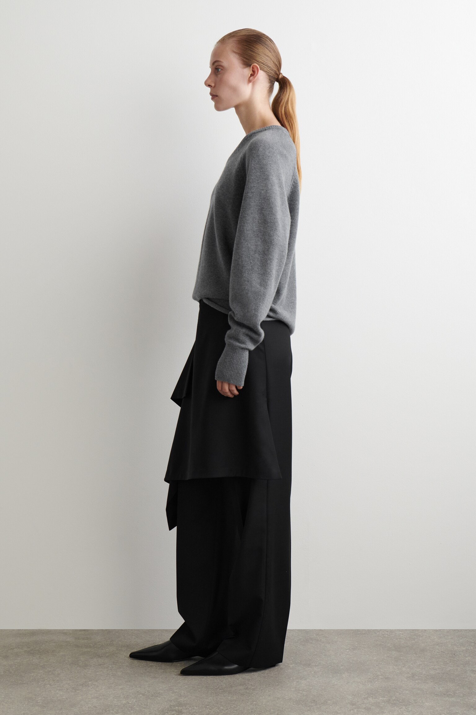 WOOL SKIRT TROUSERS - BLACK/NAVY - 5