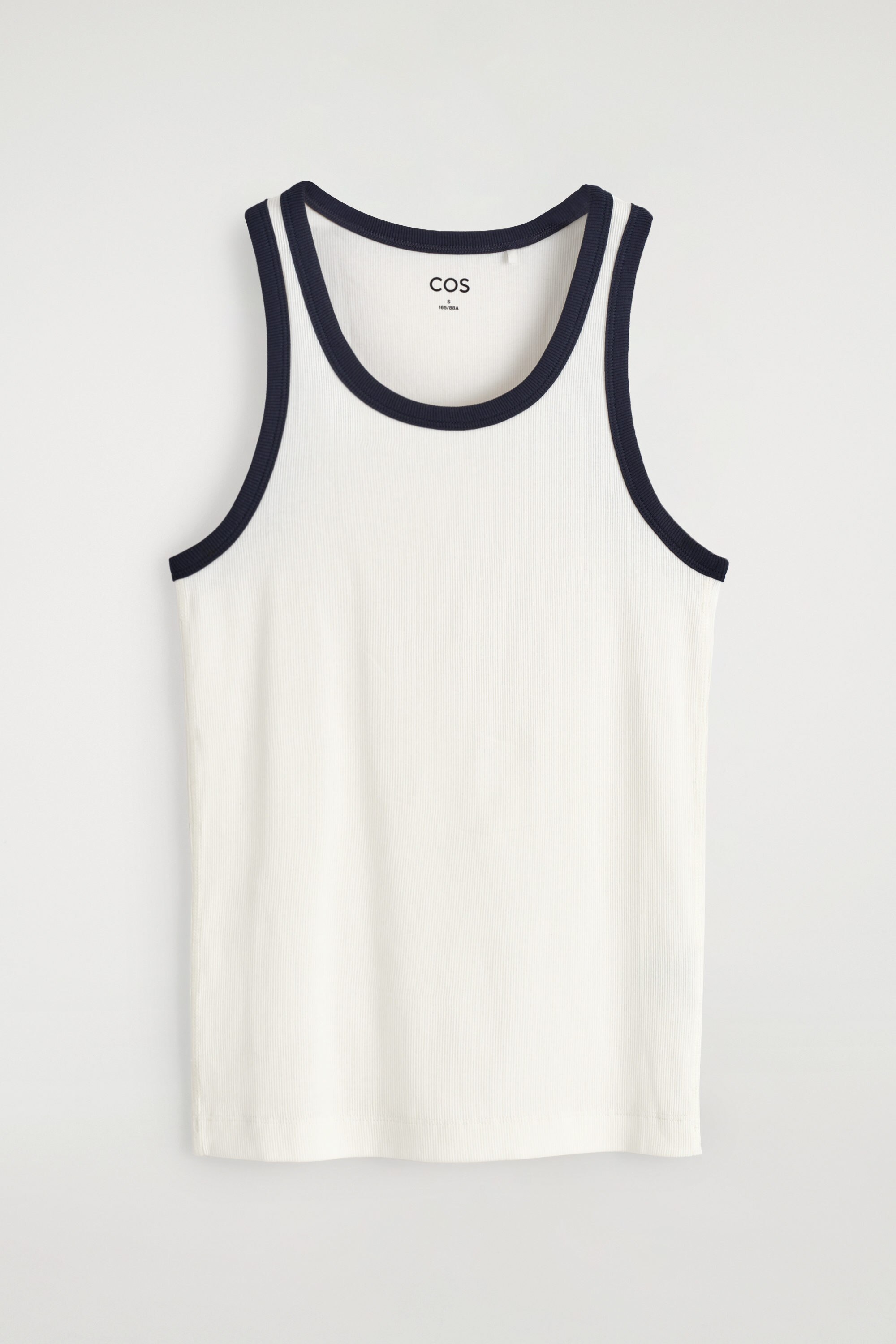 RIBBED TANK TOP - WHITE / NAVY | COS US