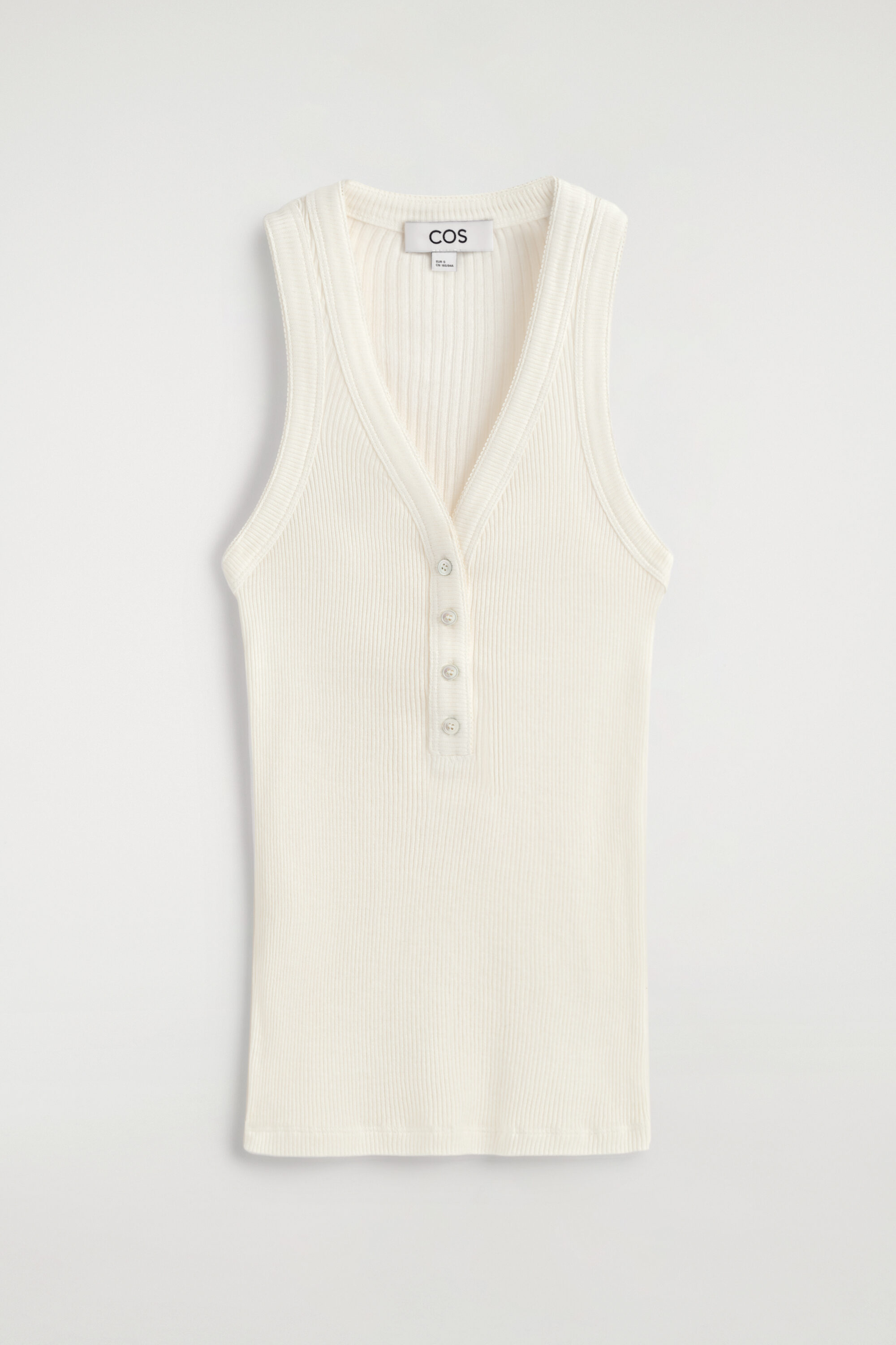 RIBBED-KNIT HENLEY TANK TOP - OFF-WHITE | COS US