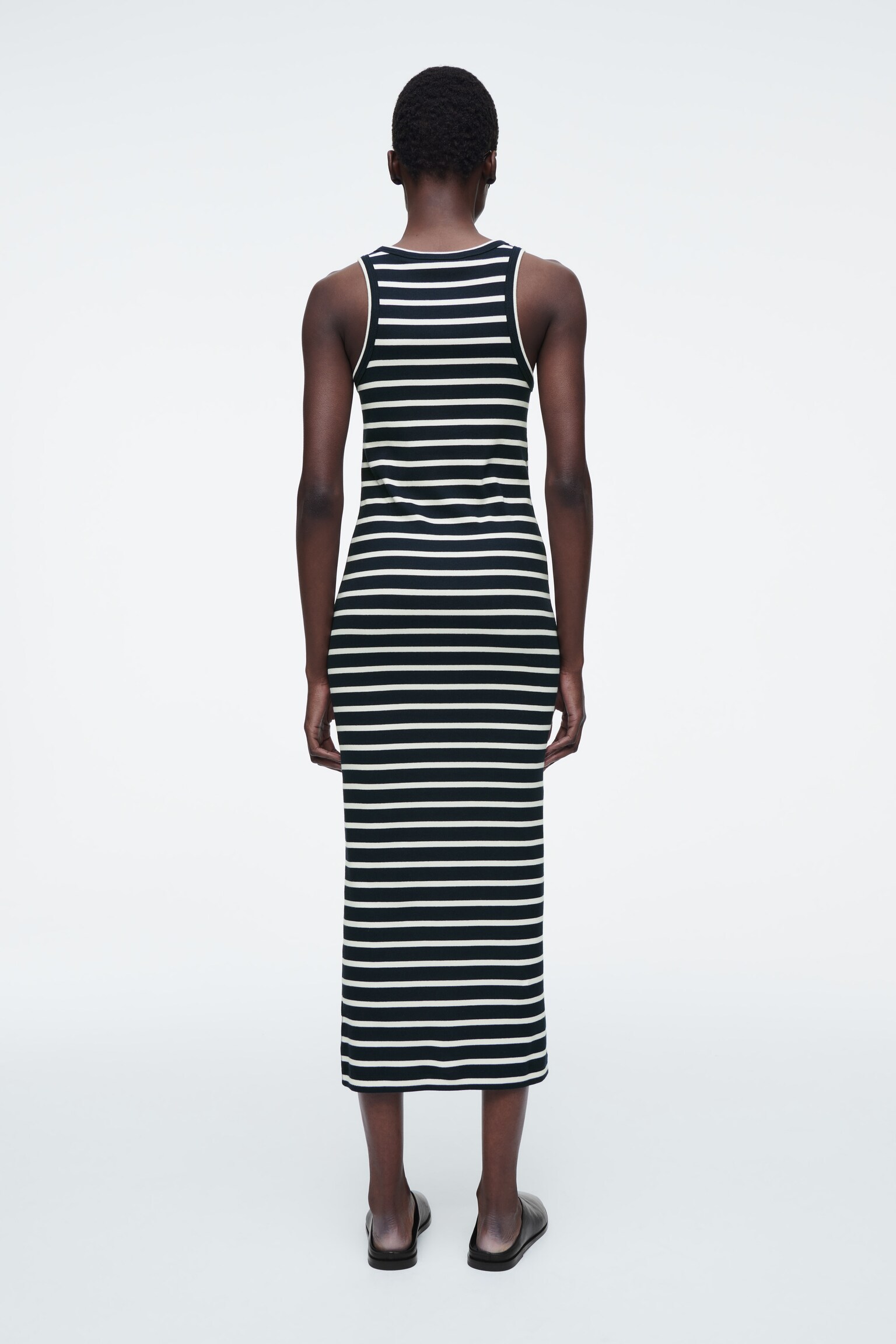 RIBBED TUBE DRESS - NAVY / WHITE / STRIPED/ORANGE/OCHRE/BLACK - 5