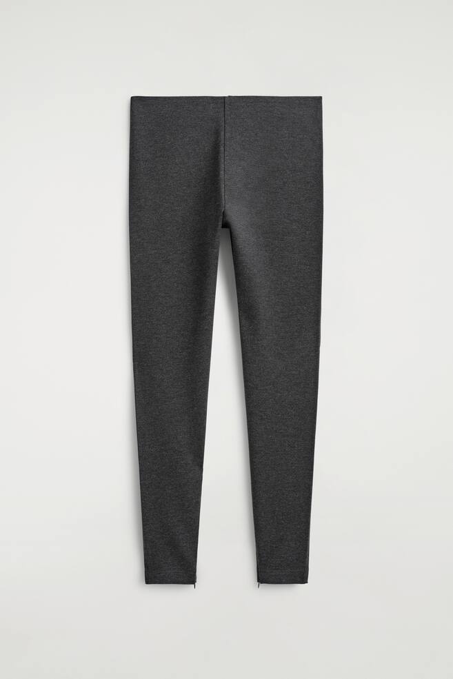 LEGGINGS MIT REISSVERSCHLUSS AM BEIN - DUNKELGRAU MELIERT/SCHWARZ - 1