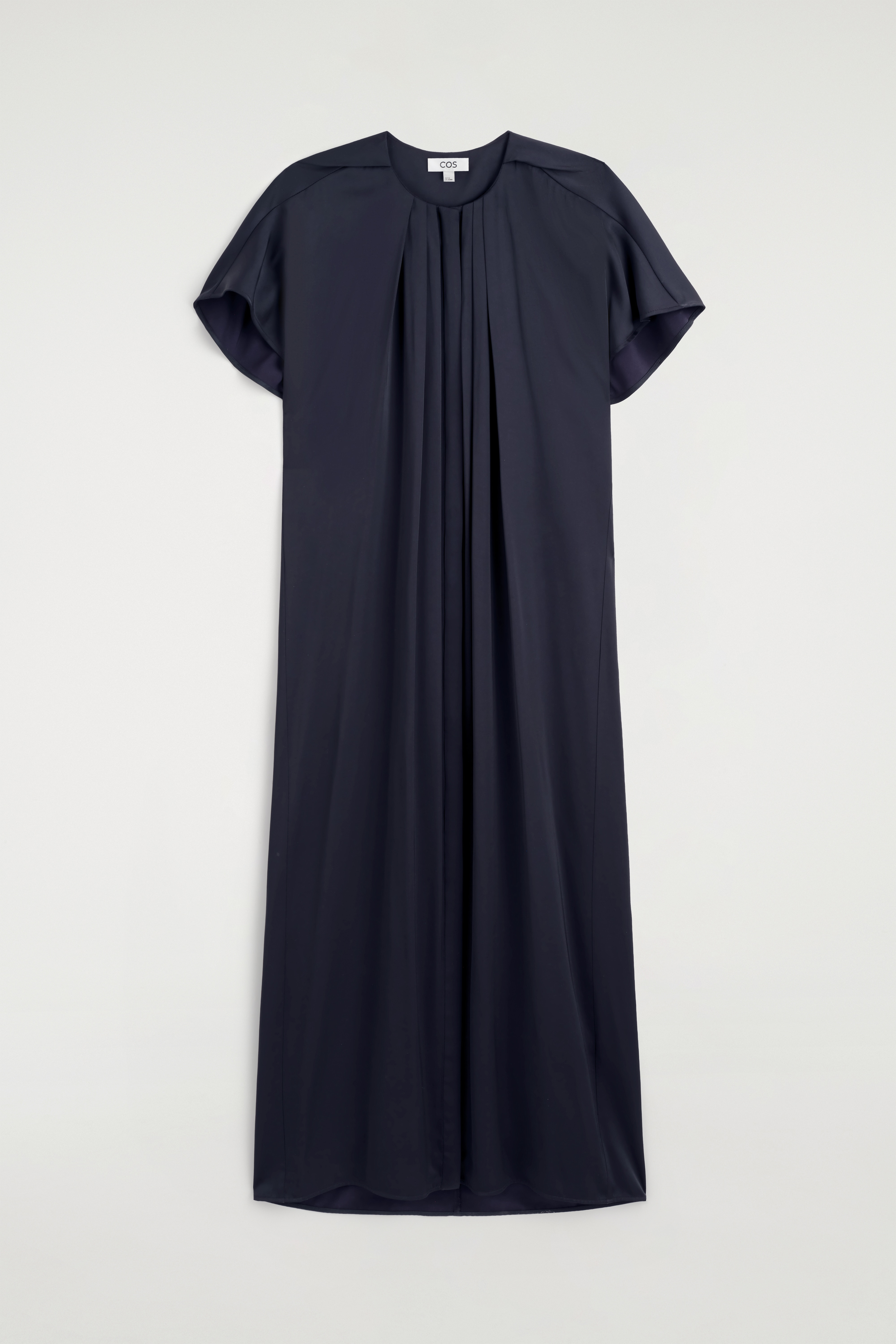MIDIKLEID AUS SATIN MIT FALTEN - NAVYBLAU