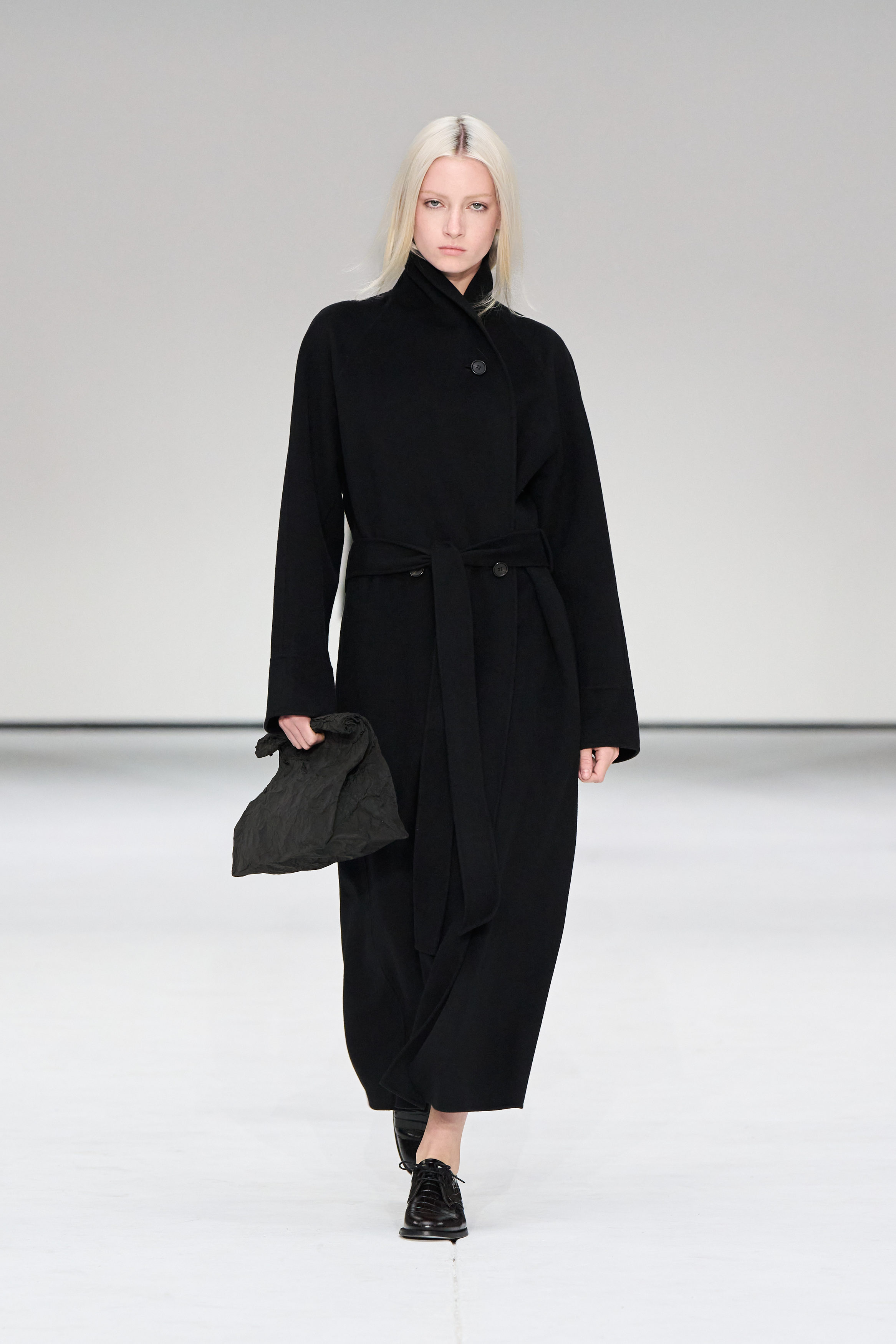BELTED DOUBLE-FACED WOOL LONG COAT - BLACK | COS US