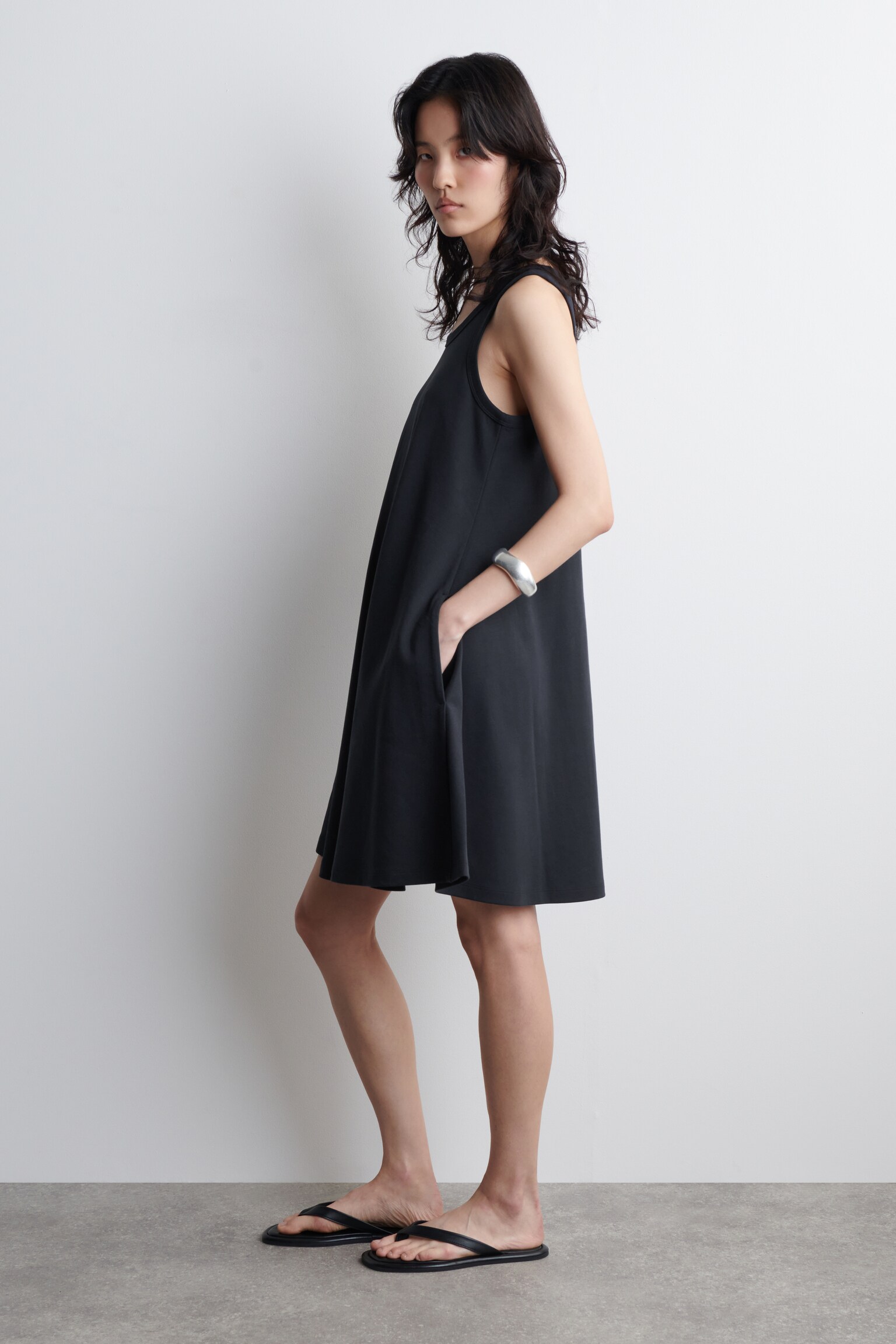 VESTIDO CORTO DE ALGODÓN DE TIRANTES - AZUL MARINO/ROJO OSCURO - 5