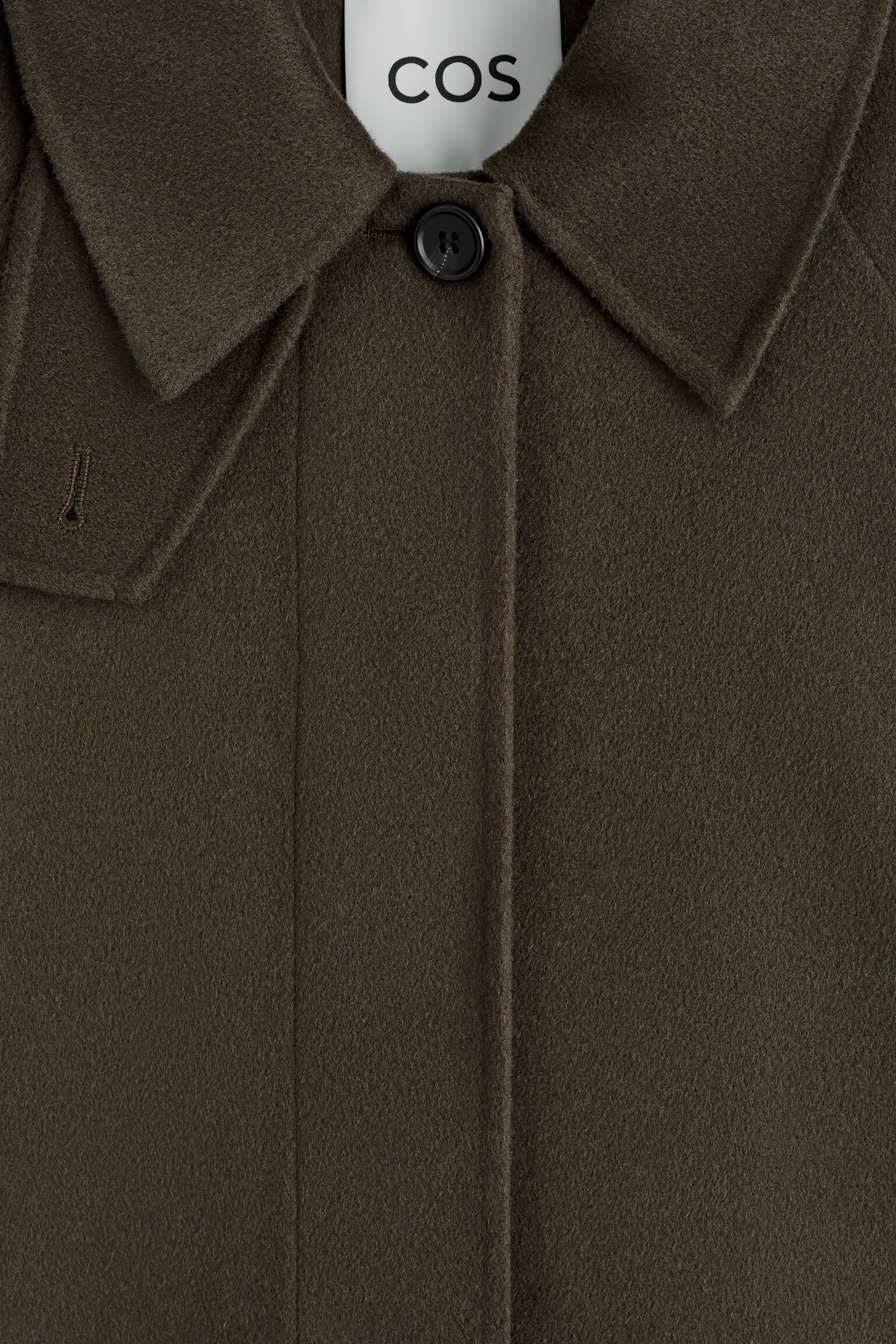 מעיל קצר דו-צדדי מצמר עם צווארון משפך - חום - 8