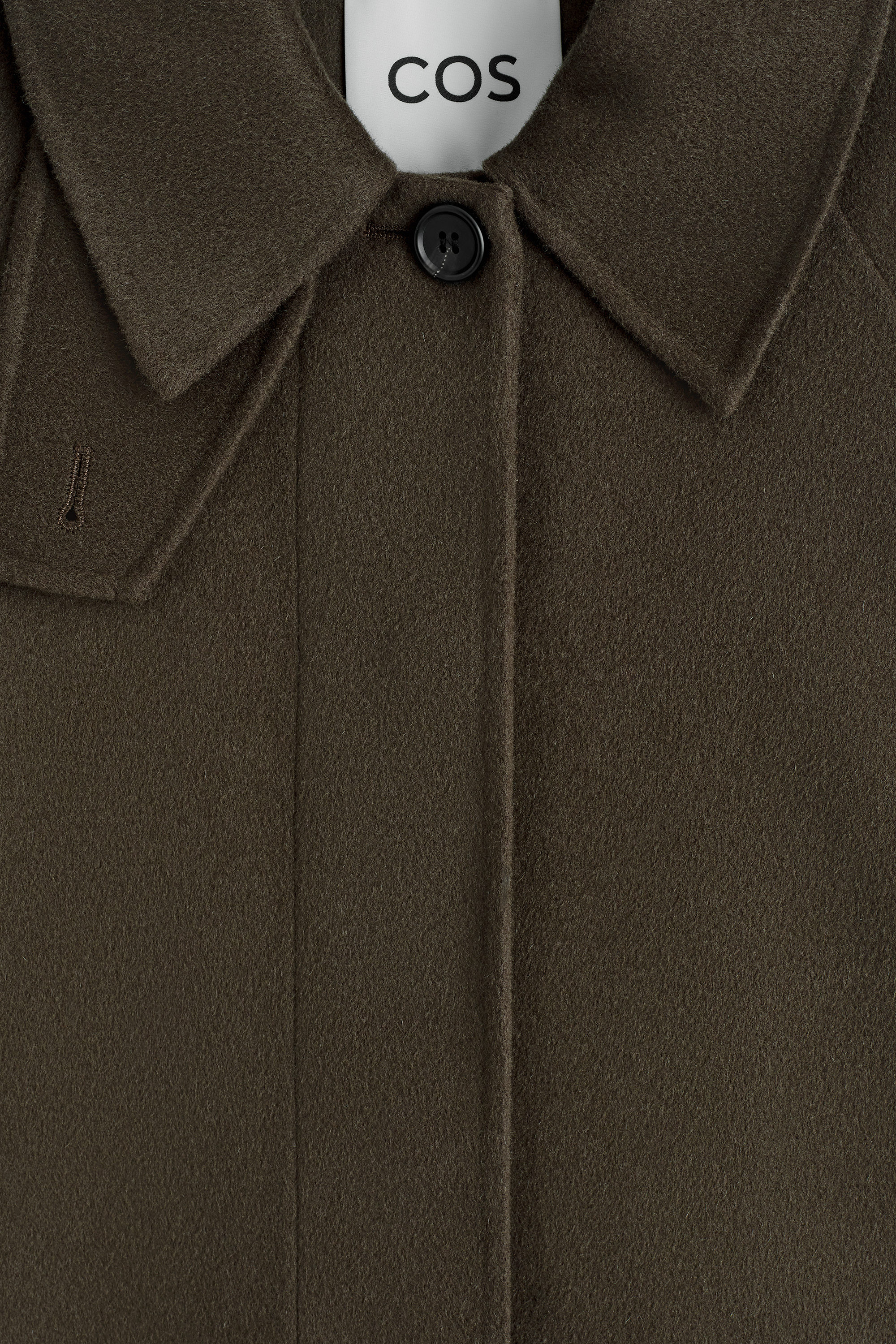 FUNNEL-NECK DOUBLE-FACED WOOL SHORT COAT - BROWN | COS NL