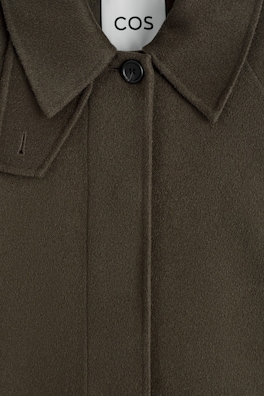 MOCK-NECK DOUBLE-FACED WOOL SHORT COAT — BROWN 7