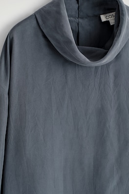 WASHED-SILK MOCK-NECK TOP — BLUE 7