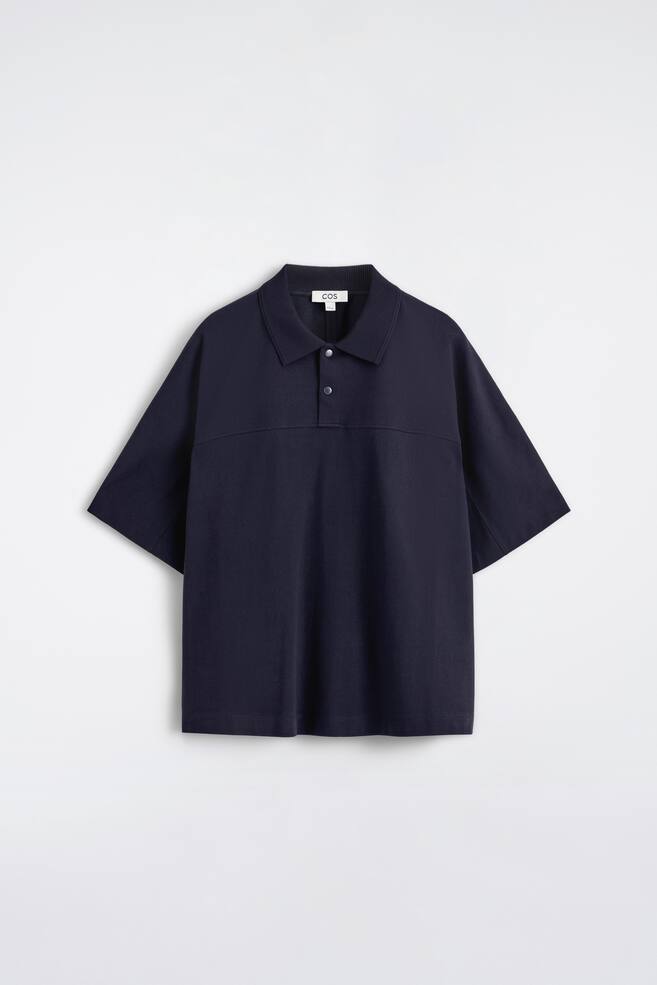 POLO IN COTONE CON BOTTONI A PRESSIONE - BLU NAVY - 1