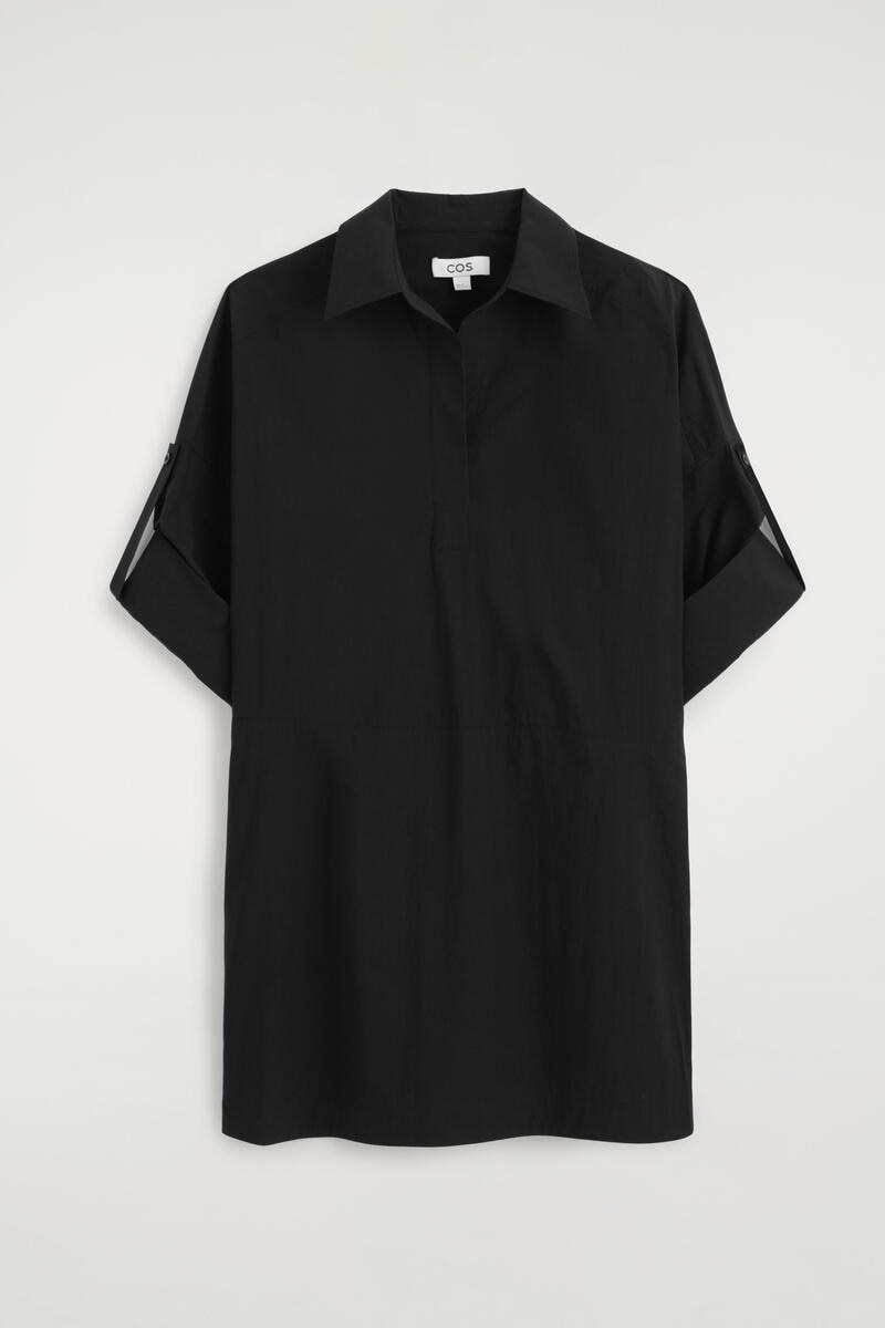 Cotton-Poplin Short-Sleeved Shirt Dress