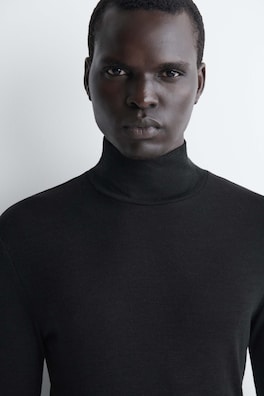 SLIM WOOL-JERSEY ROLLNECK TOP — BLACK 5