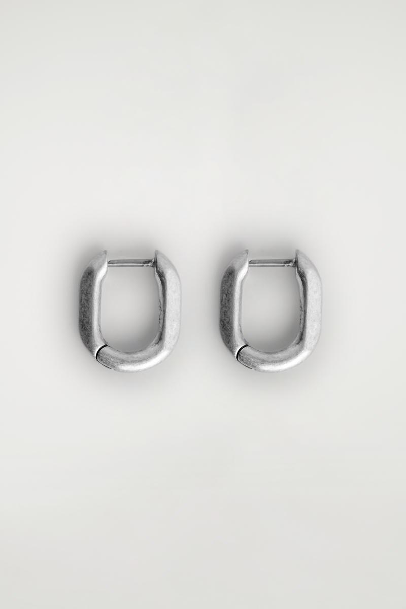 Cos Faceted Huggie Hoop Earrings In Metallic