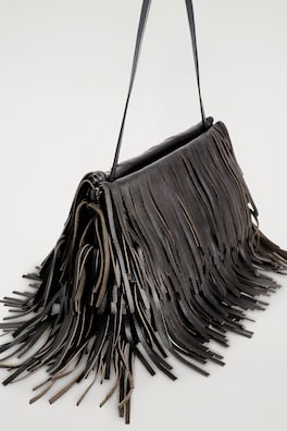 FRINGED CLUTCH - LEATHER — MAHOGANY 4