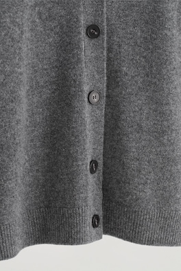 PURE CASHMERE V-NECK CARDIGAN — GRAY MÉLANGE 1