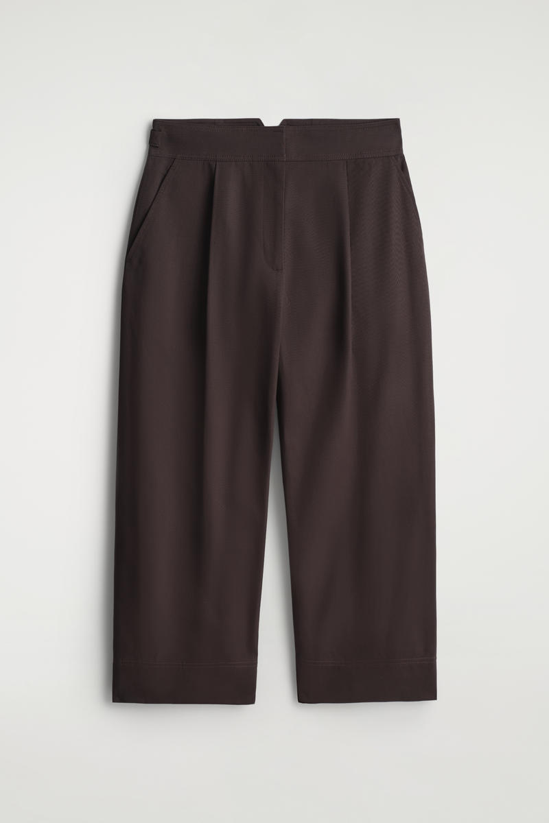 Cos Cropped Cotton Balloon Pants In Brown