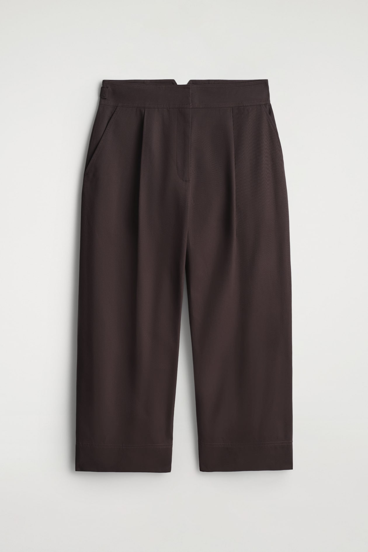 CROPPED COTTON BALLOON TROUSERS — DARK BROWN