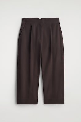 CROPPED COTTON BALLOON TROUSERS — DARK BROWN 6