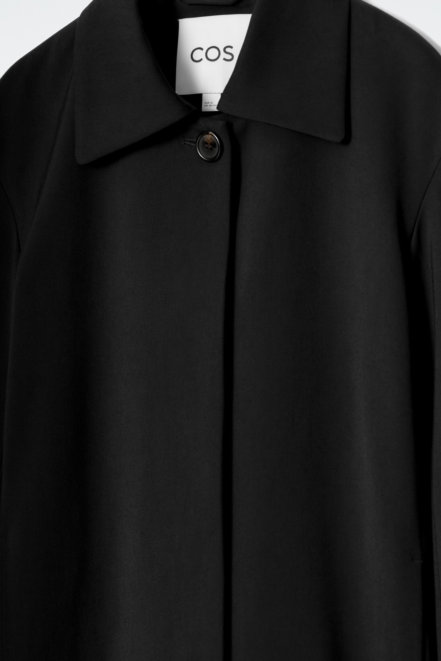SINGLE-BREASTED CAR COAT - BLACK - 5