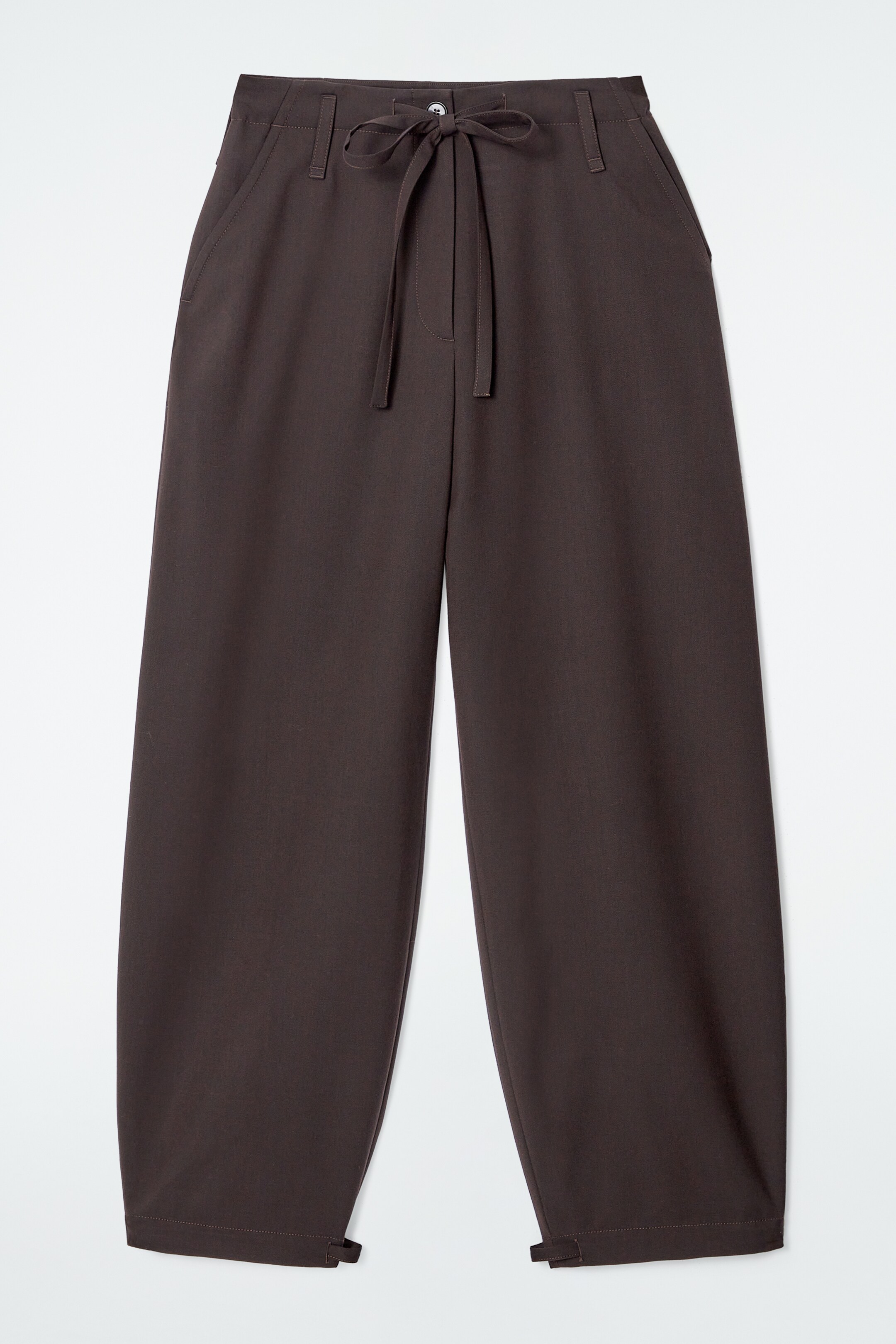 Ver imagen más grande: PANTALONES DE SARGA BARREL FIT CON CORDÓN - MARRÓN OSCURO - MUJER | H&M ES 5