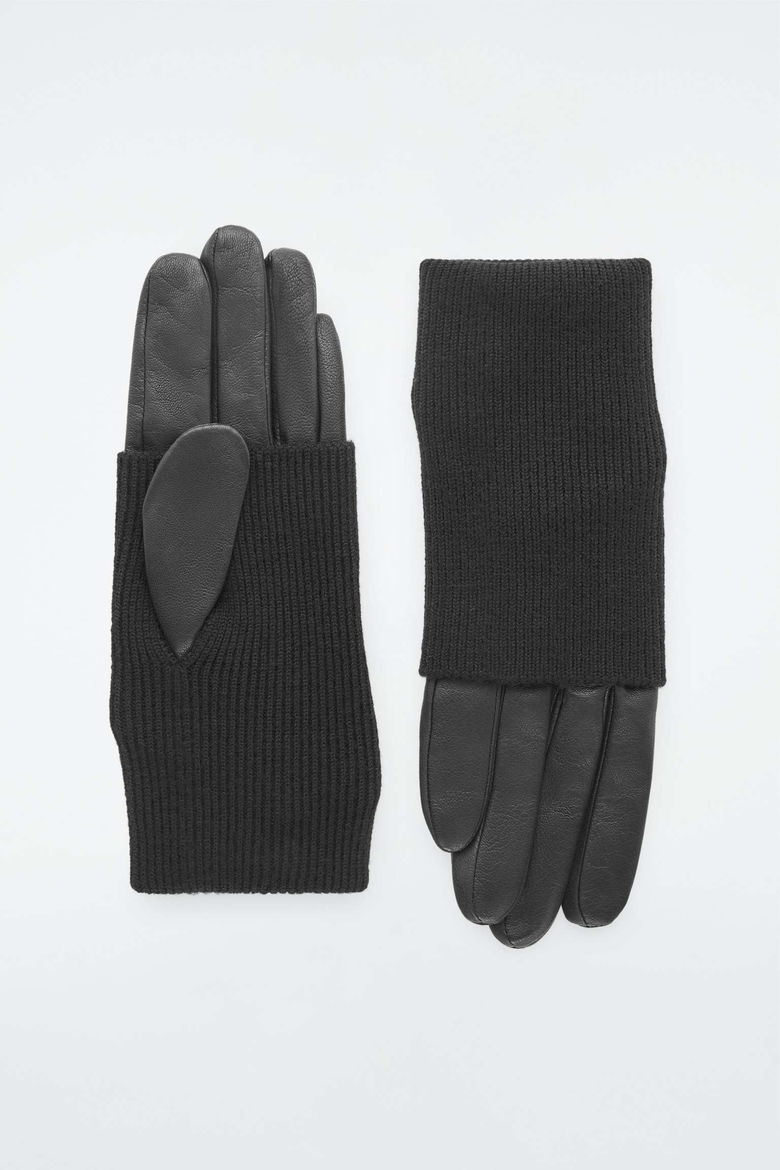 GUANTES DE PIEL EN CAPAS - NEGRO - 2