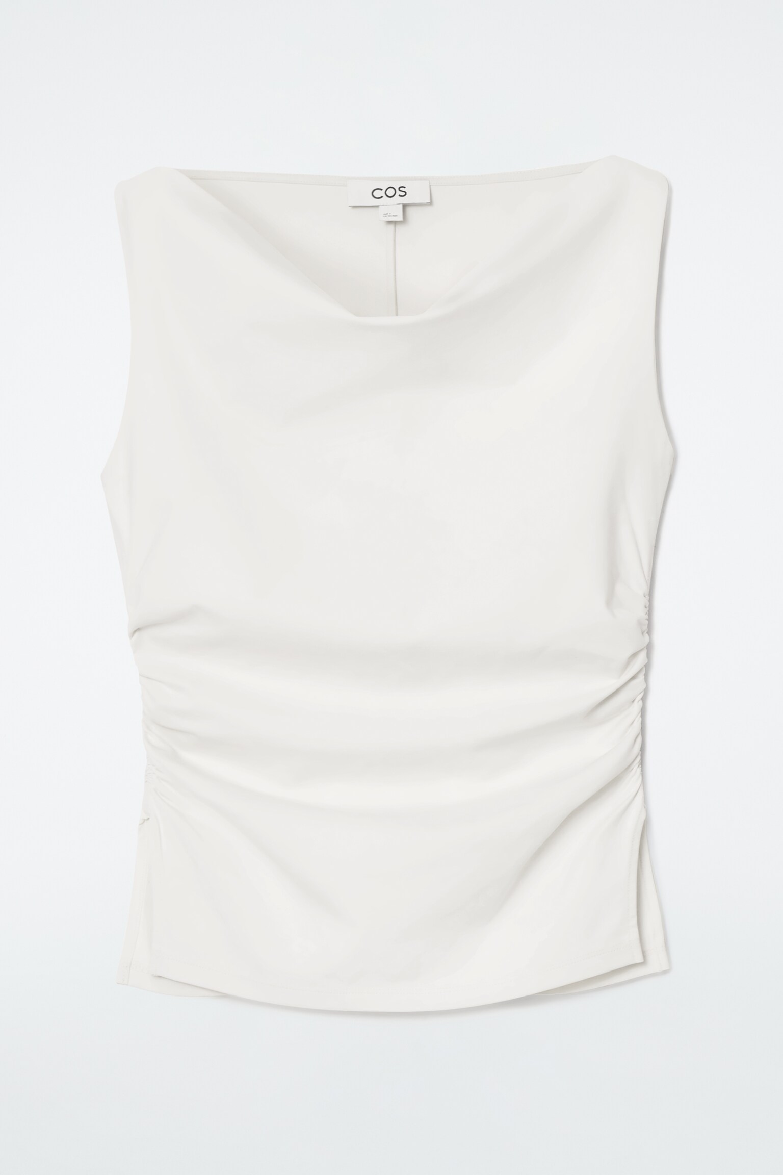 COWL-NECK GATHERED SLEEVELESS TOP - WHITE/BLACK/RED - 1