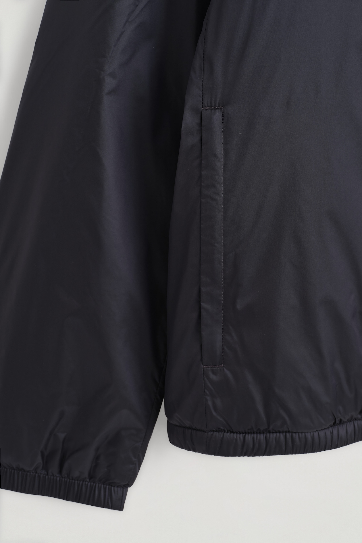 PADDED NYLON ZIP-UP BOMBER JACKET — NAVY