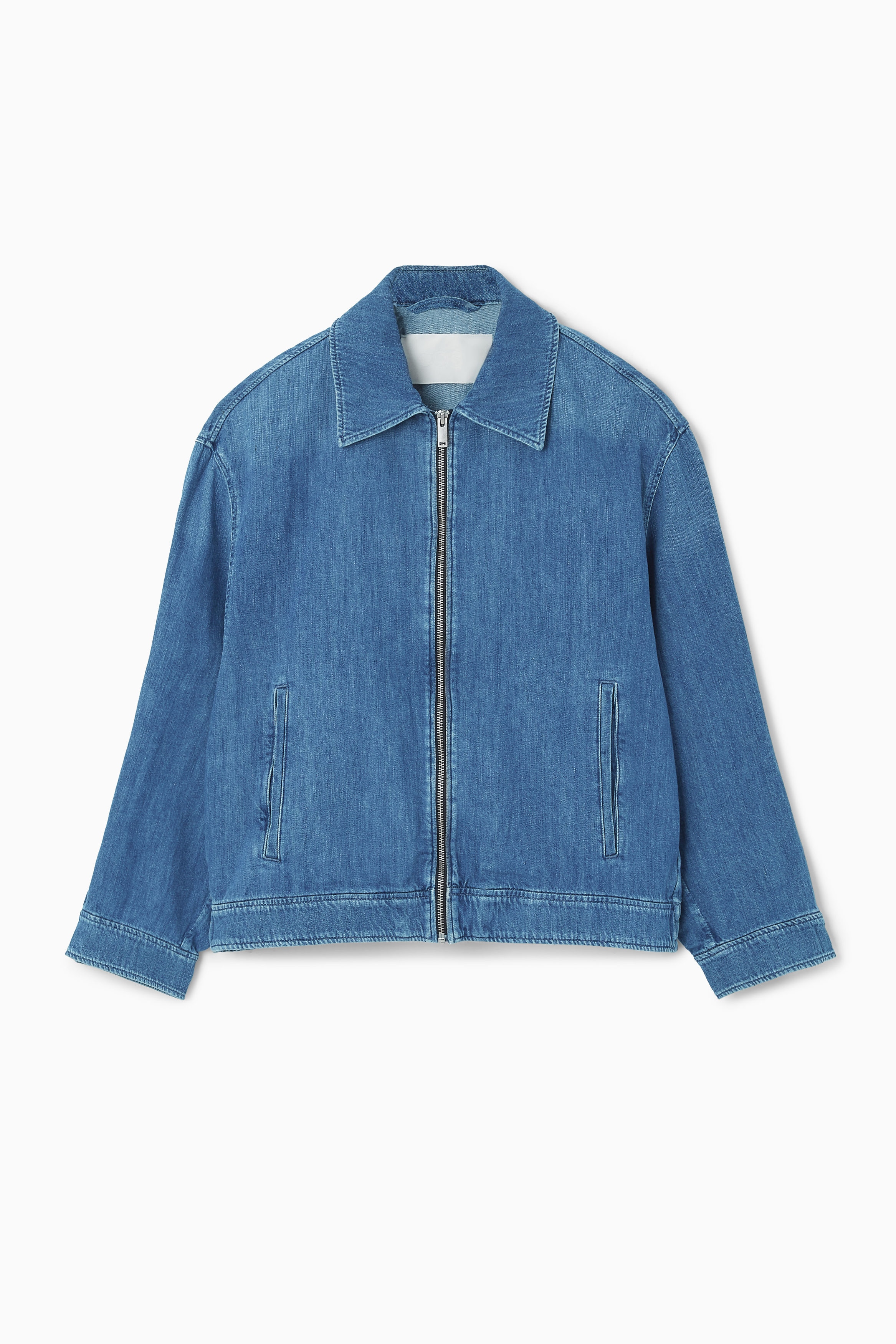 ◆THE MUSEUM VISITOR◆ SPRAYED CURVED ZIPPER DENIM JACKET 08 CURVED ZIPPER DENIM JACKET : THE MUSEUM VISITOR