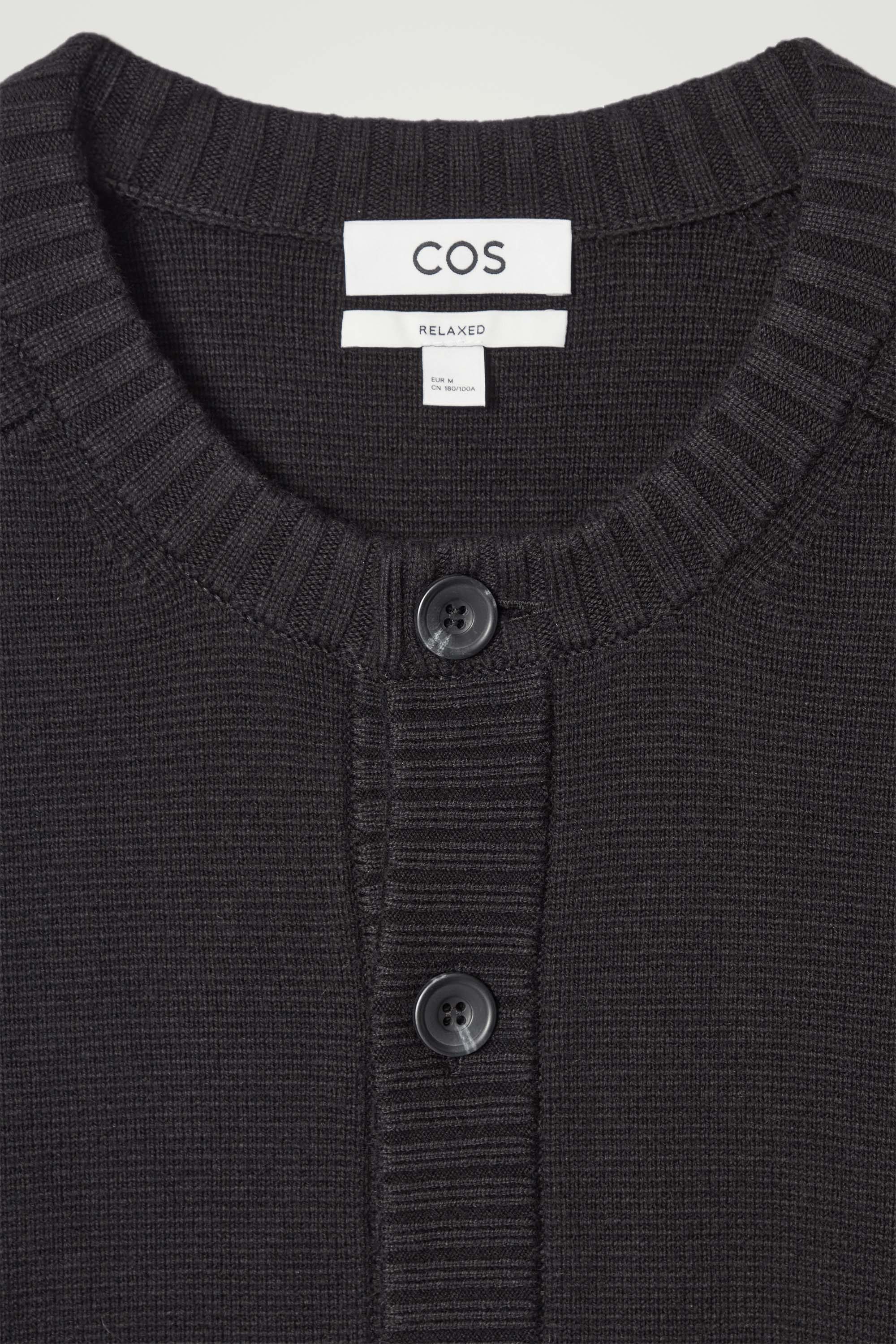 WOOL-BLEND CREW-NECK CARDIGAN - BLACK | COS