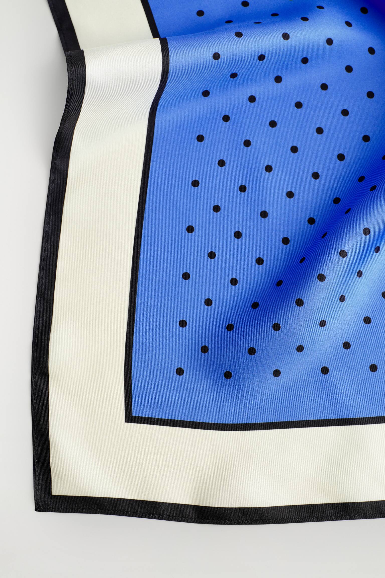 צעיף משי מנוקד - BLUE / CREAM / POLKA DOT - 4