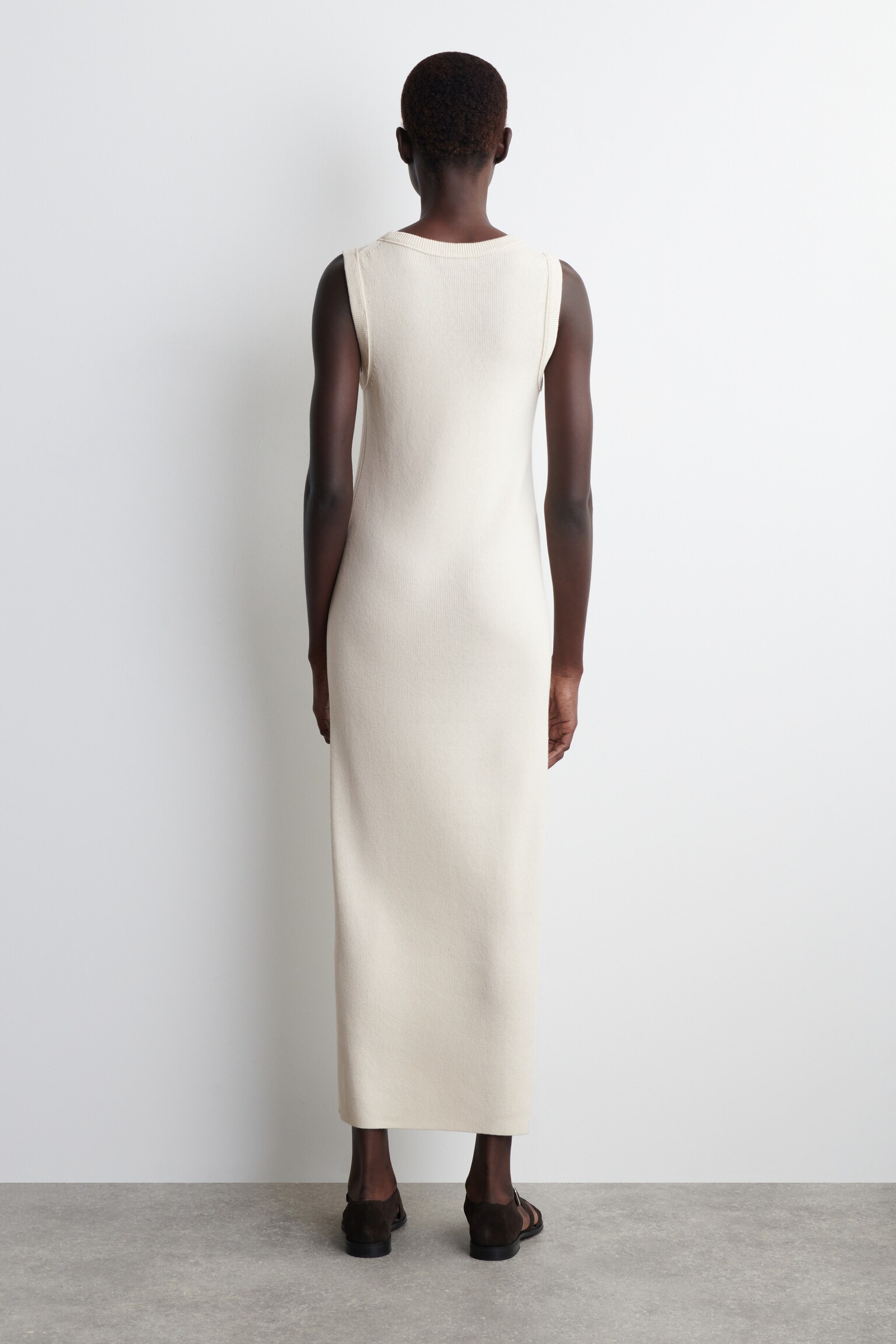 ROBE DÉBARDEUR EN COTON ET SOIE - IVOIRE - 6