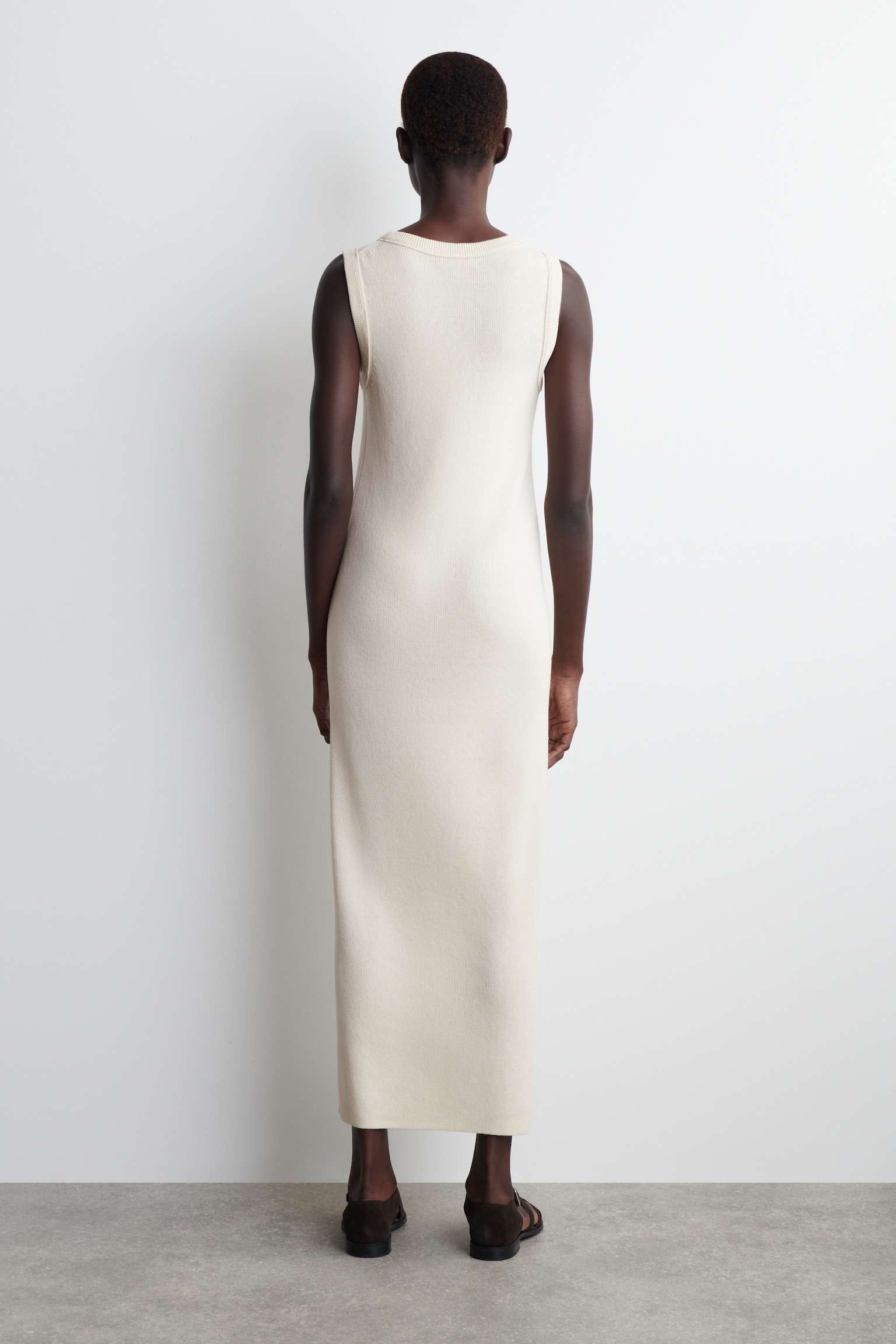 VESTIDO DE TIRANTES DE ALGODÓN Y SEDA - MARFIL - 4