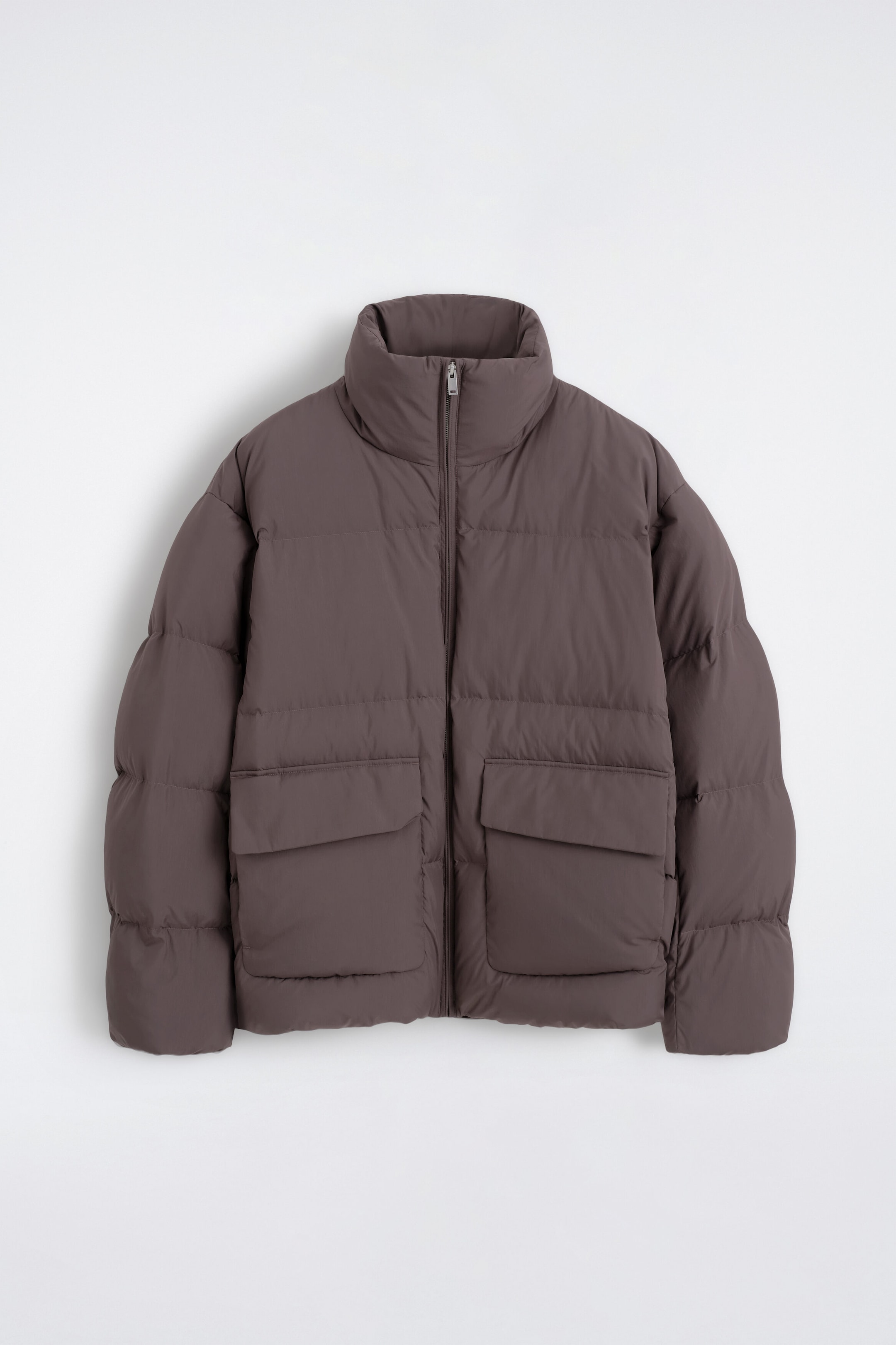 MOCK-NECK NYLON DOWN PUFFER JACKET