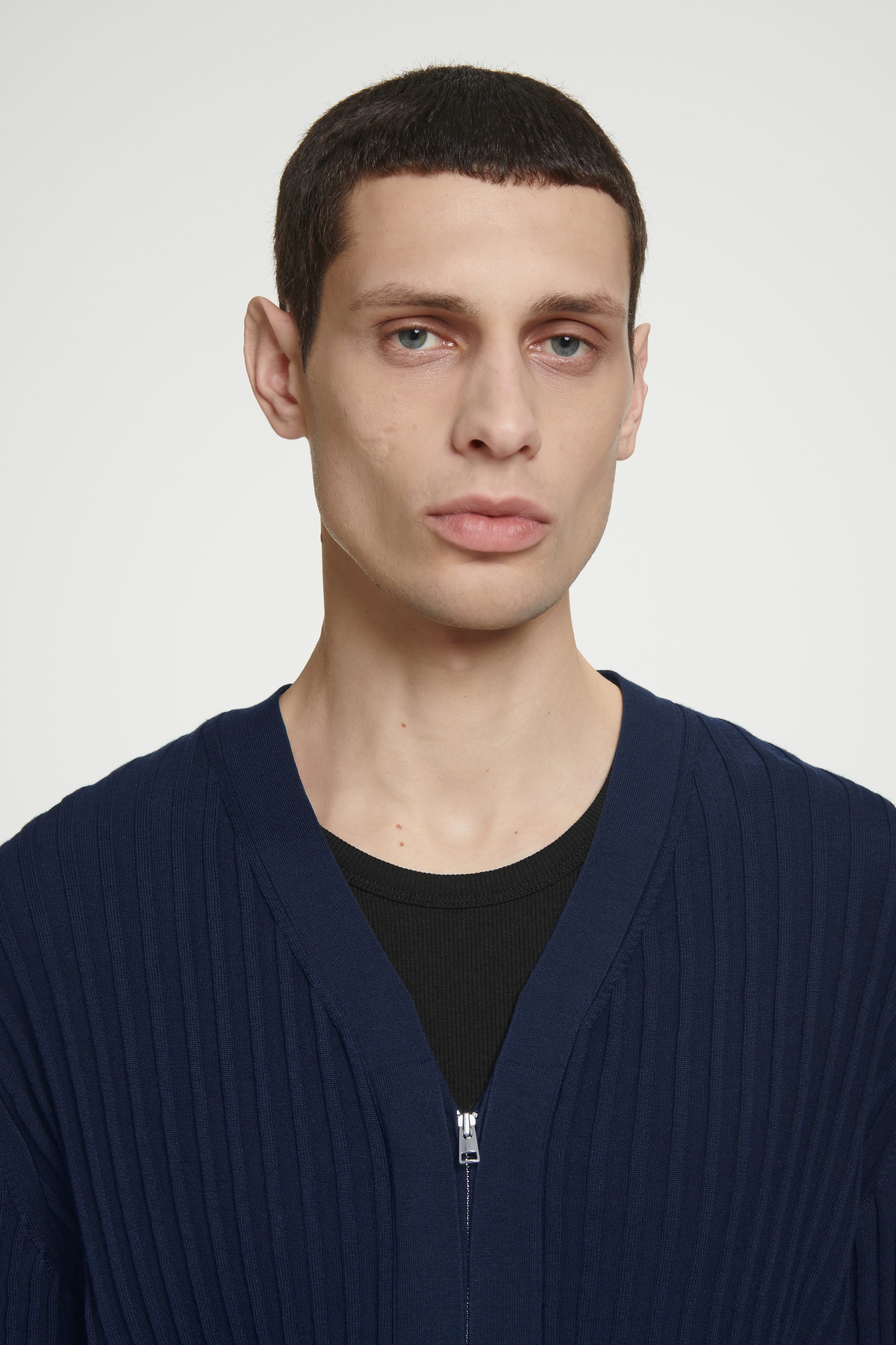 SILK-COTTON ZIP-UP CARDIGAN
