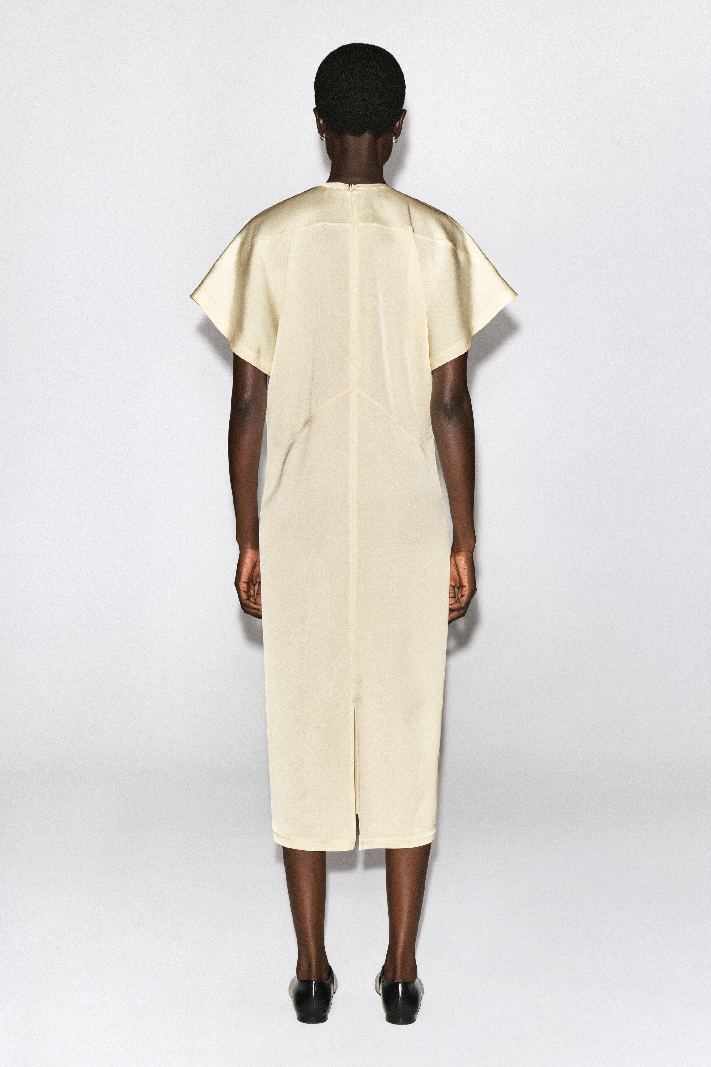 DRAPED V-NECK CREPE MIDI DRESS - thumbnail 5