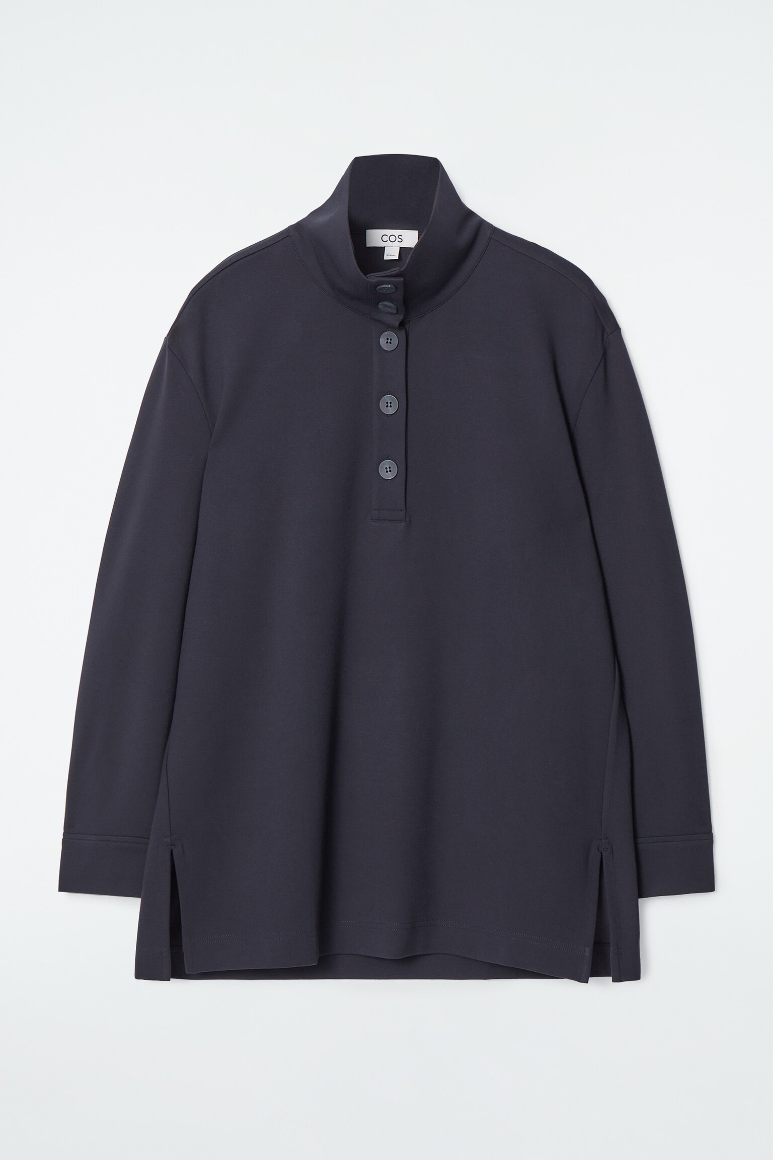 OBERTEIL MIT STEHKRAGEN UND KNOPFLEISTE - NAVYBLAU - 2