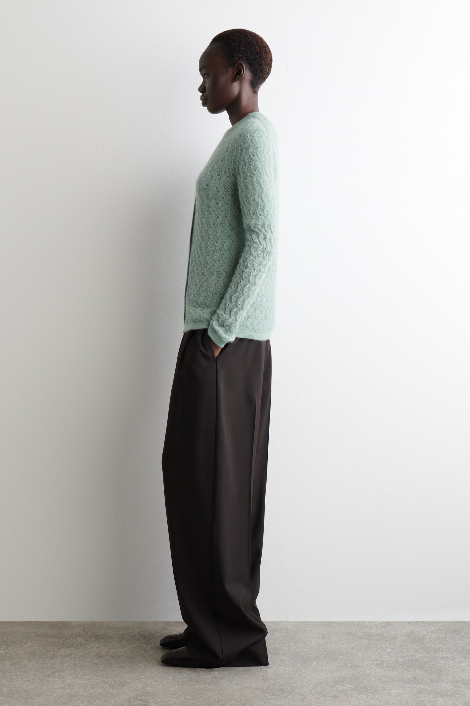 CARDIGAN EN MAILLE DE MOHAIR POINTELLE - BLEU CIEL - 7