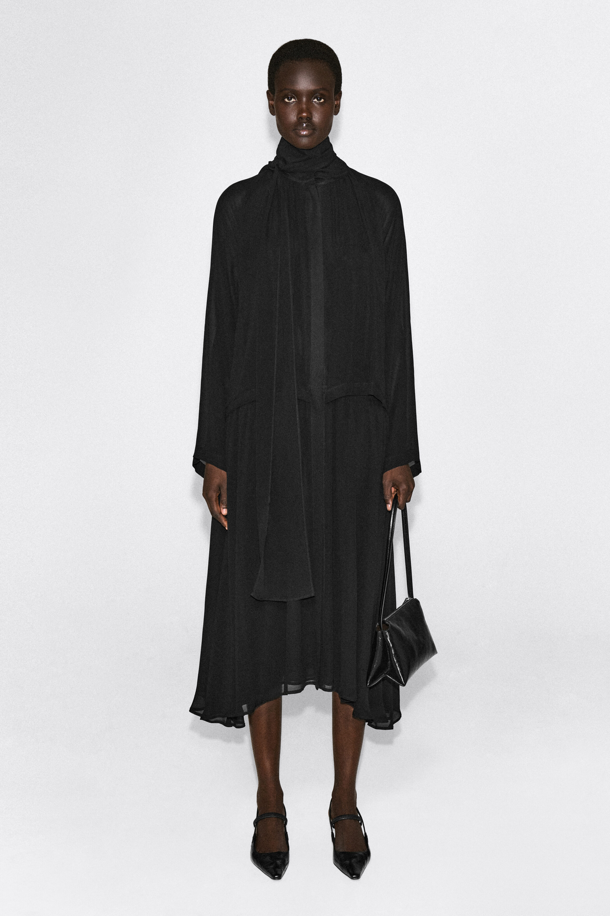 FLUID SCARF-DETAIL MIDI DRESS thumbnail 2