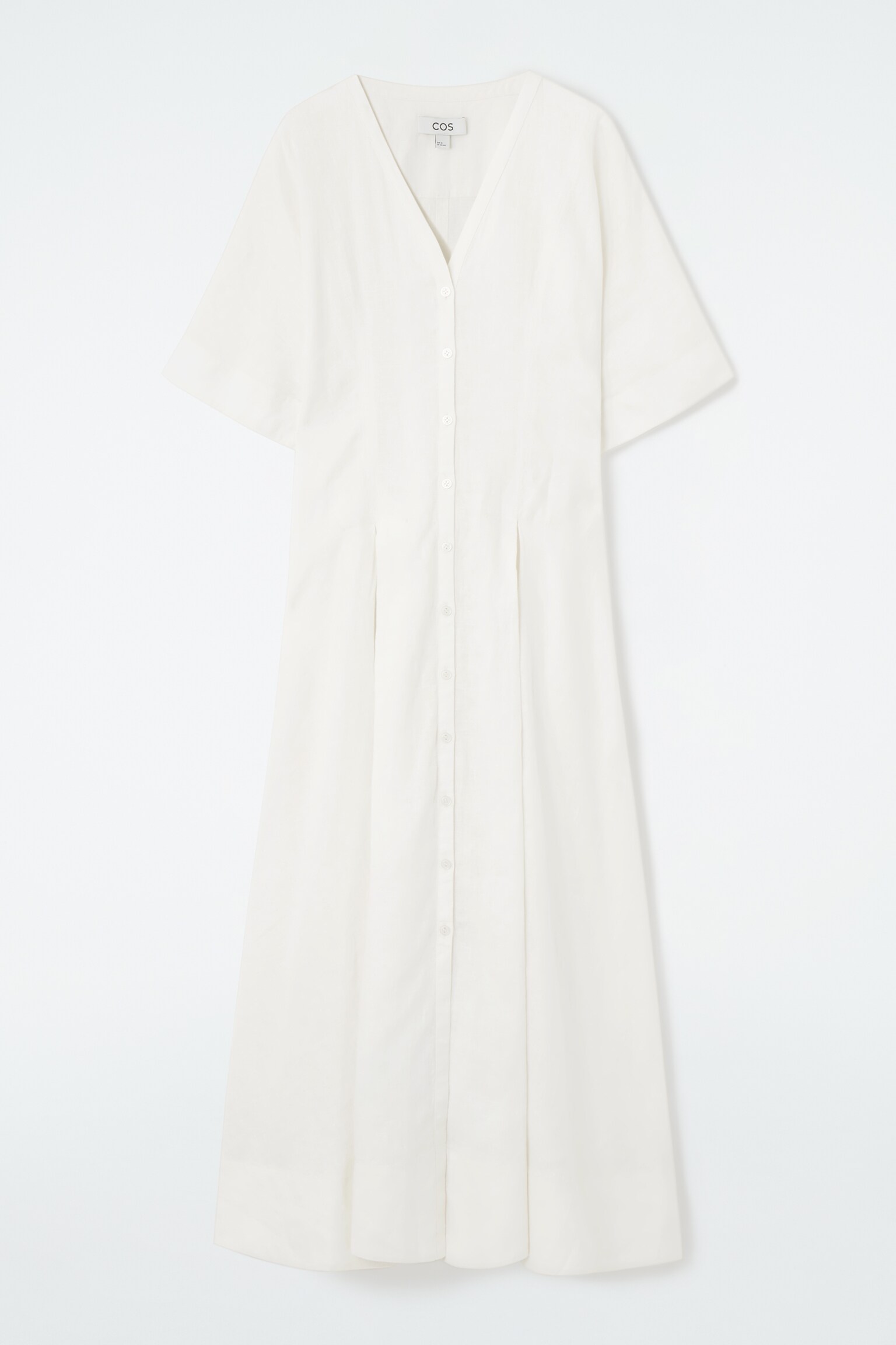 ROBE-CHEMISE MIDI TRAPÈZE À PLIS - BLANC