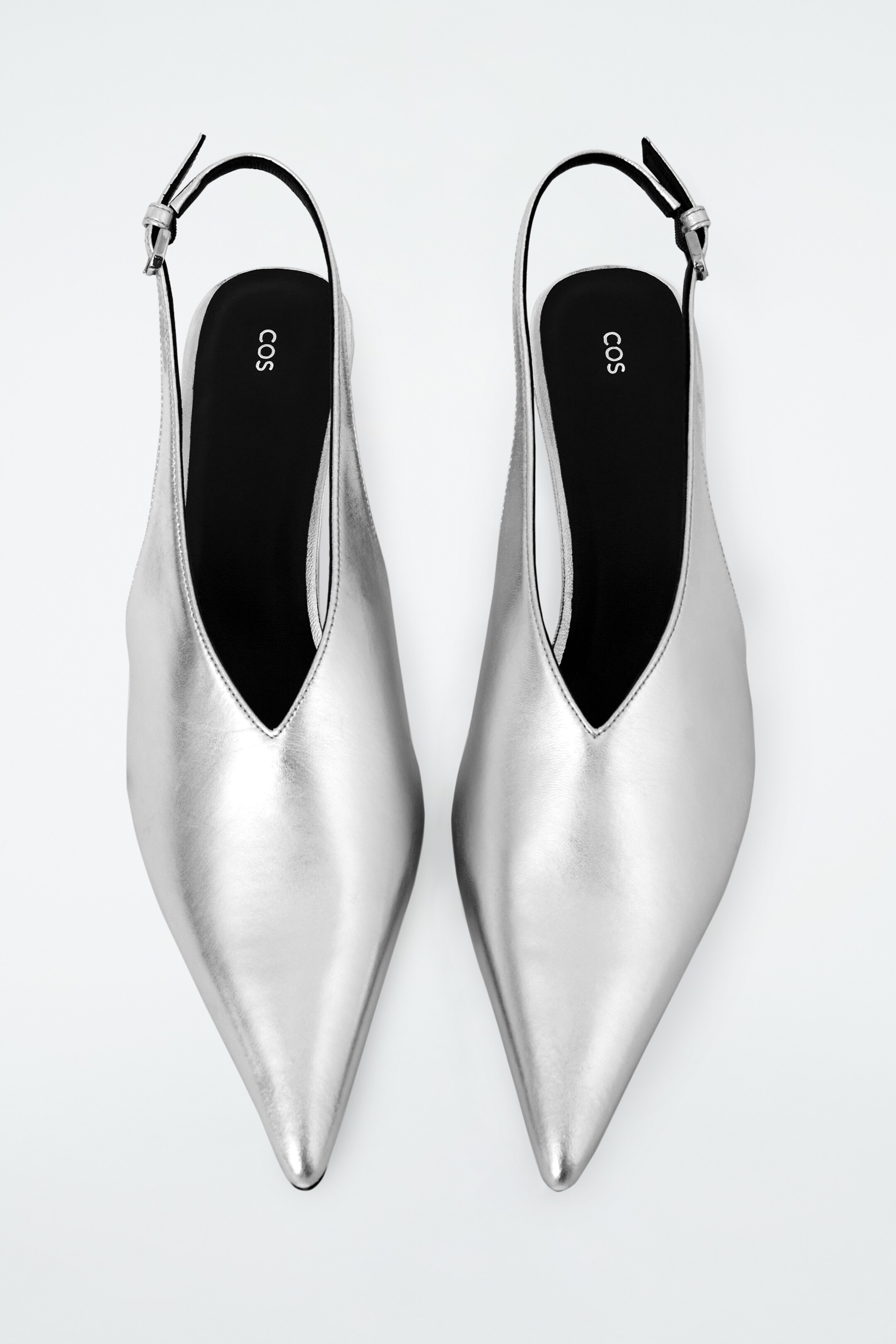 View larger image: POINTED LEATHER SLINGBACK KITTEN HEELS - SILVER - Ladies | H&M GB 3