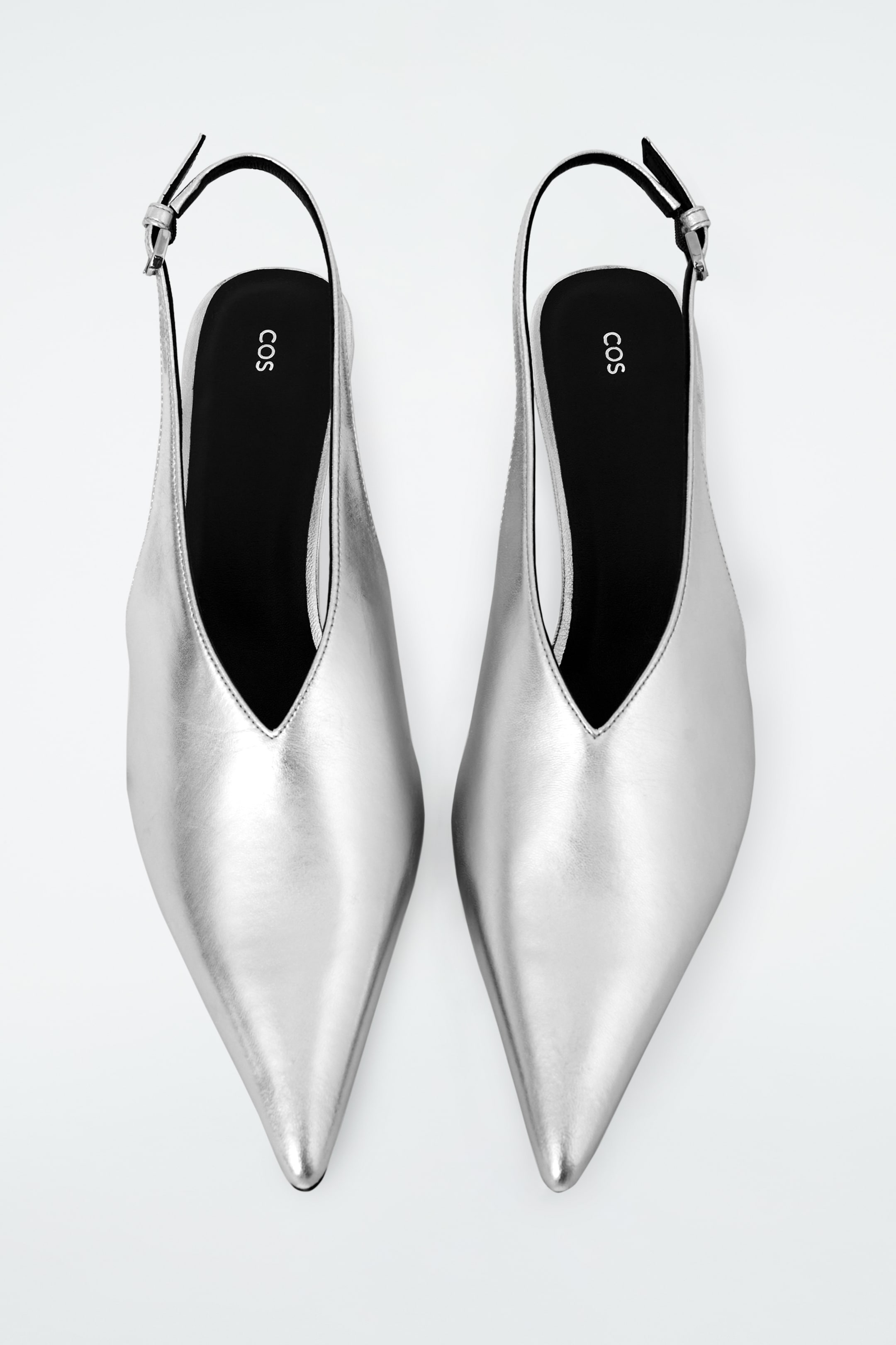 View larger image: POINTED LEATHER SLINGBACK KITTEN HEELS - SILVER - Ladies | H&M GB 6