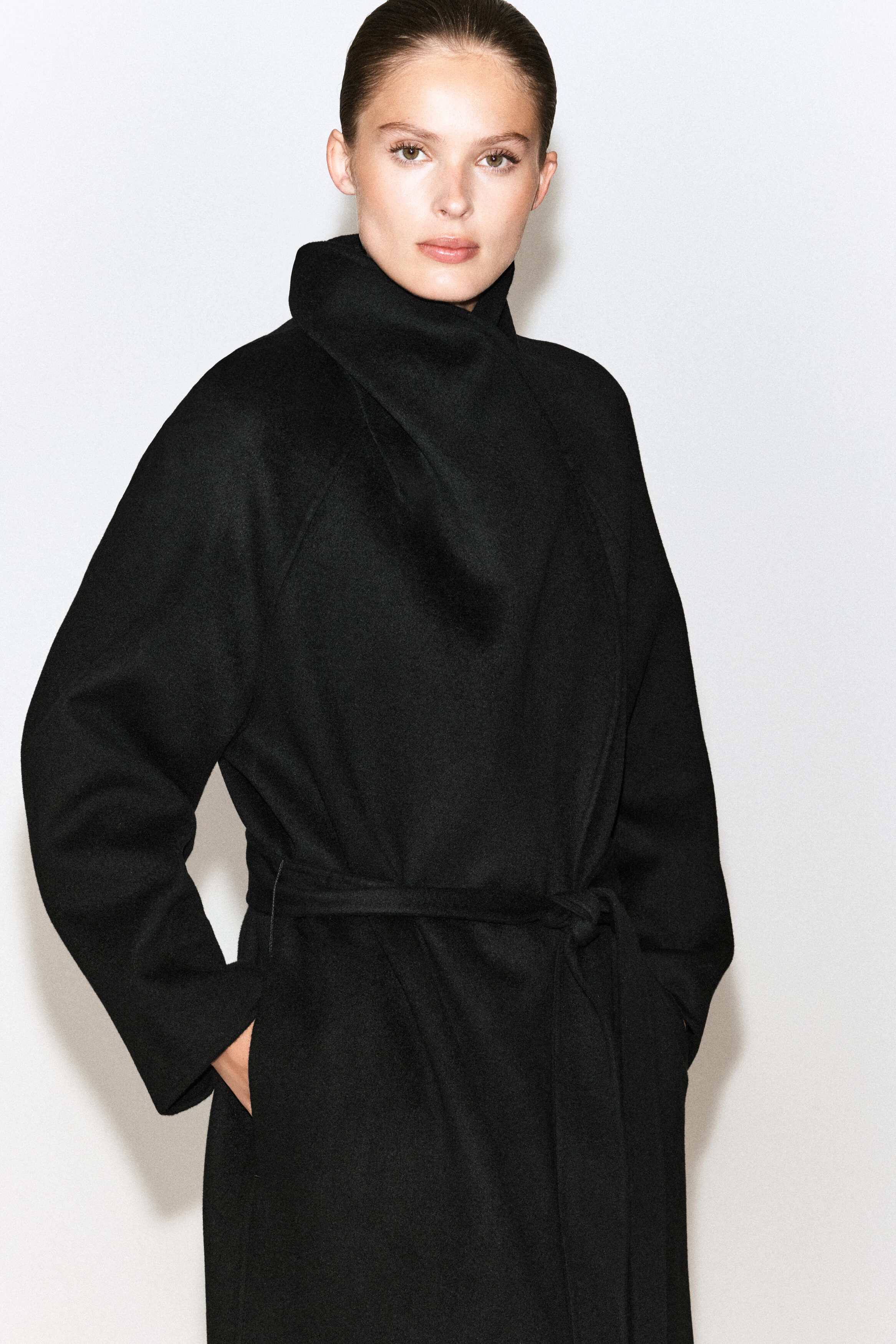 DOUBLE-FACED WOOL SHAWL-COLLAR COAT - CARBON | COS US
