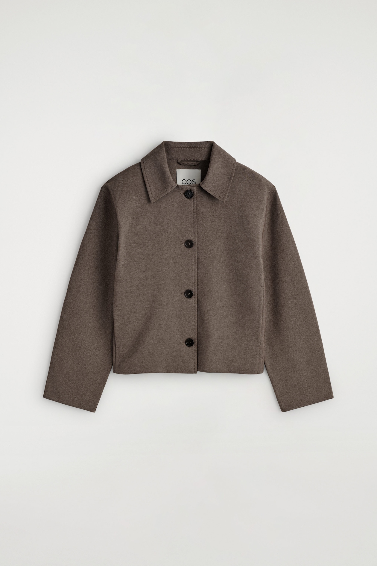 ROUNDED JERSEY JACKET — BROWN