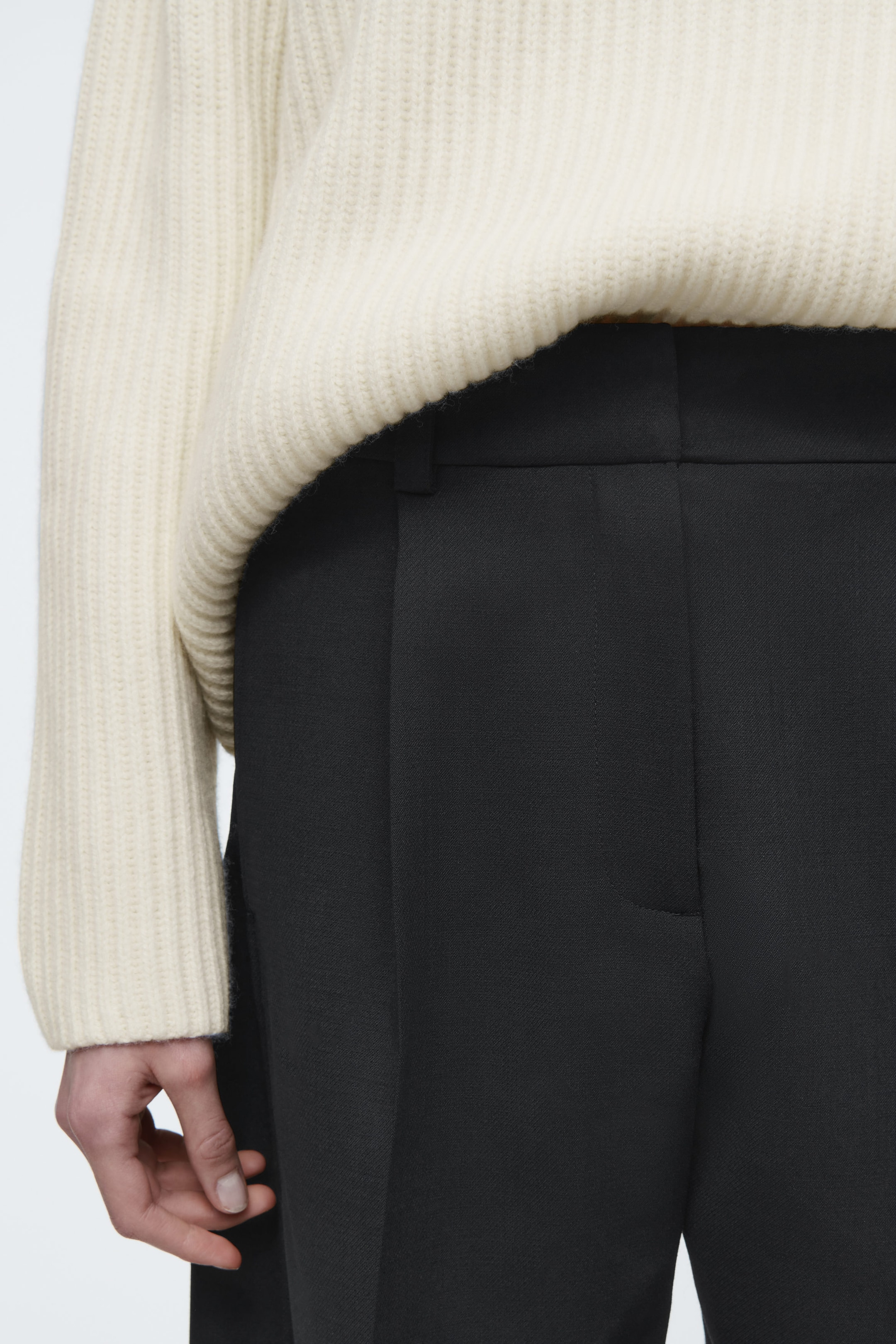 PANTALON BARREL EN LAINE MÉLANGÉE