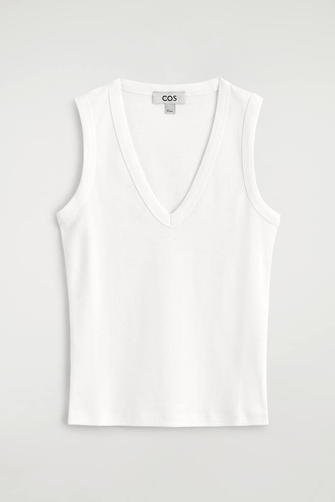 TANKTOP AUS BAUMWOLLE MIT V-AUSSCHNITT - WEISS/NAVYBLAU - 1